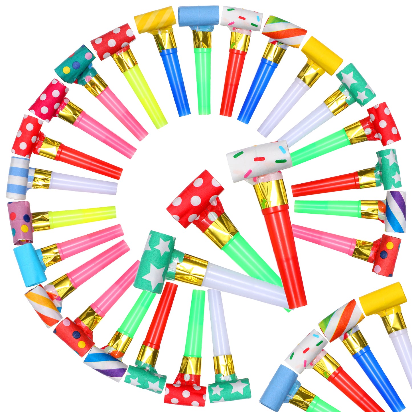 Sibba 30Pcs Party Blowers, Colorful Party Noise Makers Blowout Horns Whistles for Birthday Parties Cheer Team Favors Wedding Christmas, New Year Graduation, Automatic Roll
