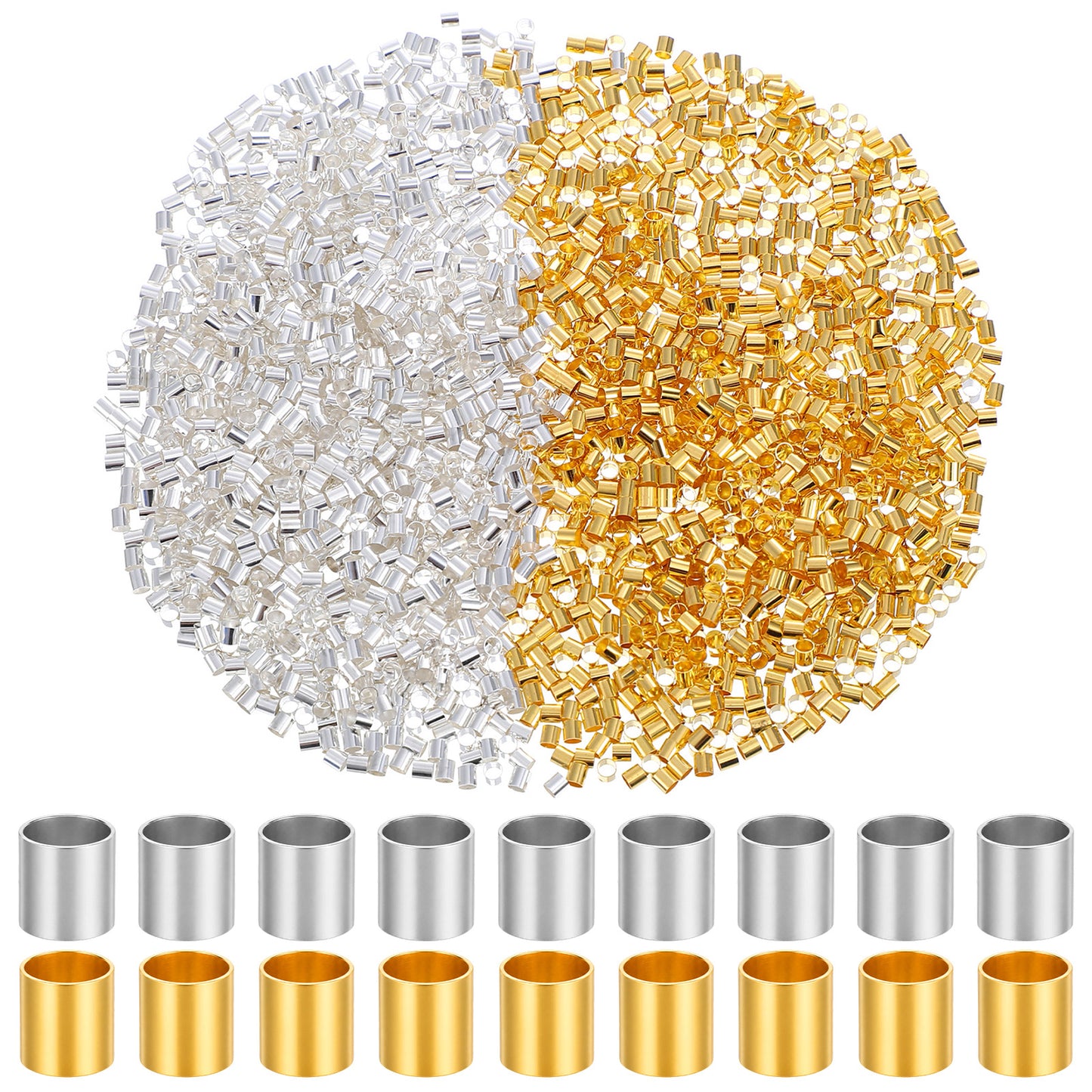 KFHENSOMR 2000Pcs Crimp Tube Beads for Jewelry Making 2mm Crimping Beads