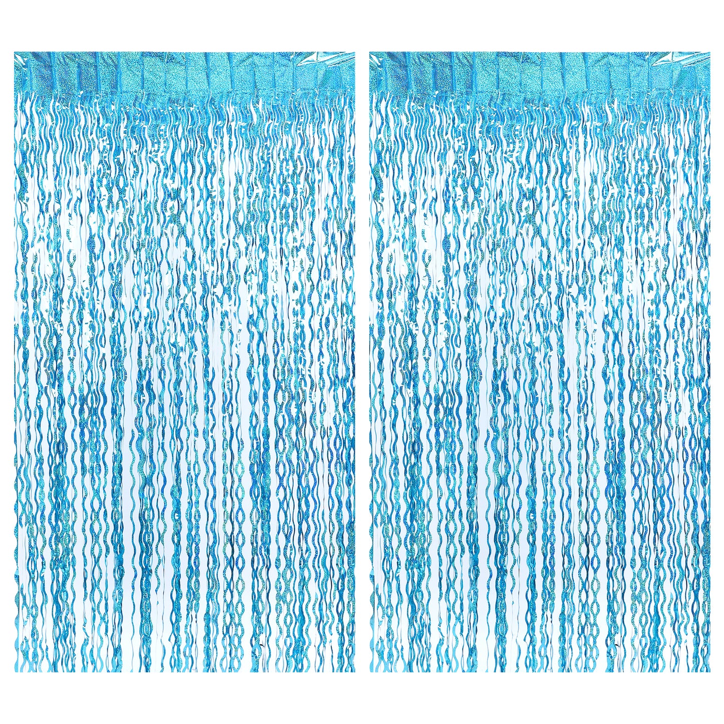 Sibba 2x Glitter Blue Tinsel Backdrop Curtains 3.28 x 6.56 FT Fringe Foil Curtains Party Streamer Photo Booth Props Streamers for Birthday Wedding Graduation Bachelorette Engagement Party Decorations