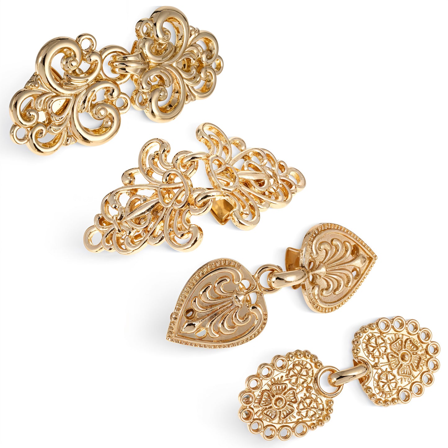 Dimeho 4pcs Vintage Sweater Swirl Clip Shirt Clips Dress Cinch Clips Cape Cloak Clips Retro Cardigan Clip Vintage Cardigan Collar Clips Dress Shirt Brooch Clips for Women(Gold)
