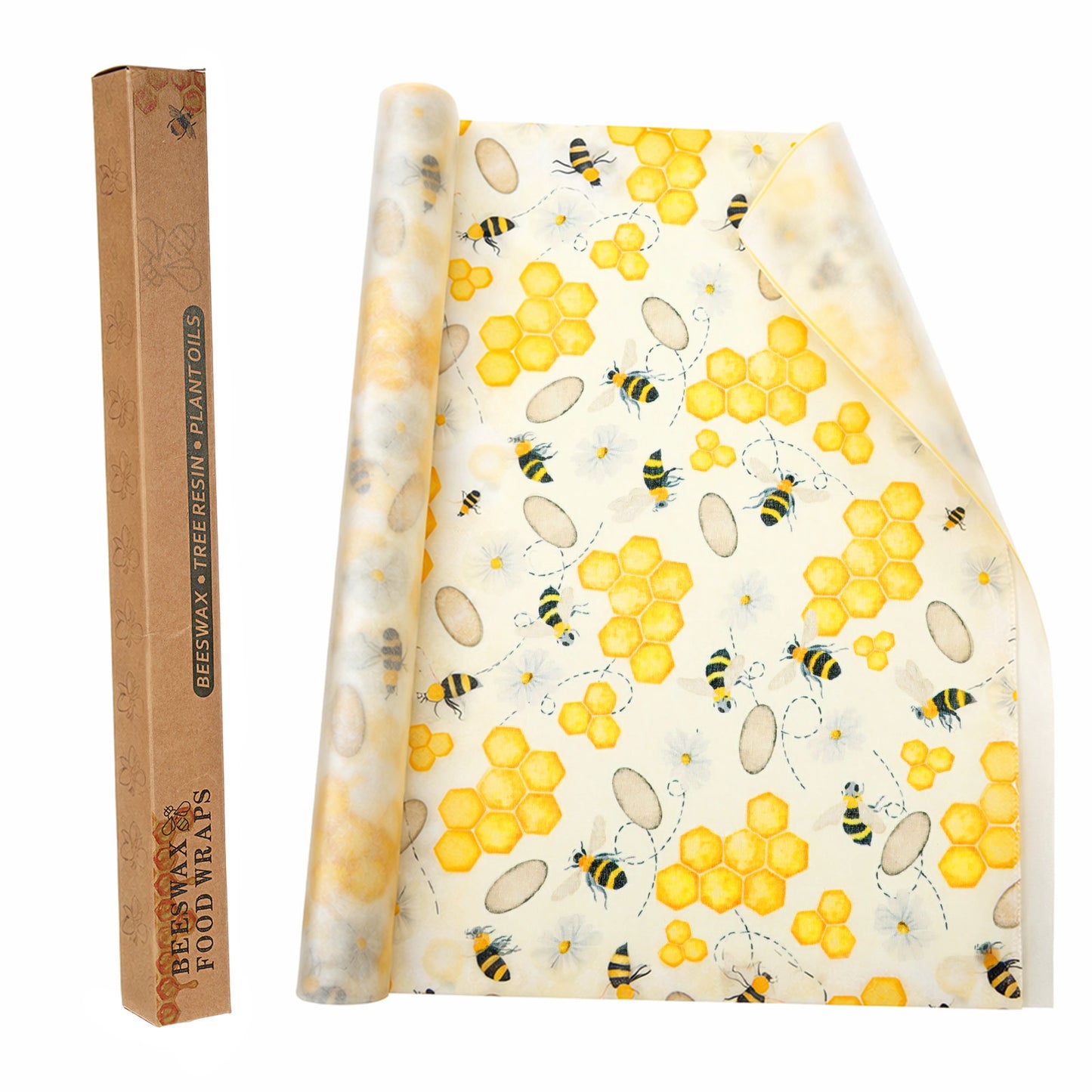 KFHENSOMR Beeswax Food Wrap Roll Reusable Beeswax Wraps for Food, Beeswax Paper & Bowl Covers Eco-Friendly Food Storage Sheets for Fruit, Snacks, Sandwiches