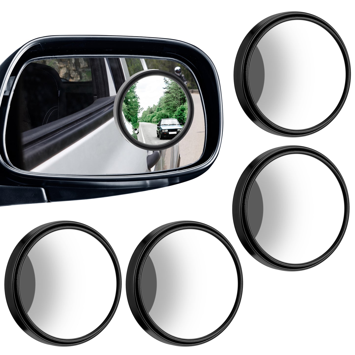 YBEATY 4 Pcs Blind Spot Car Mirrors Round Wide View Angle Glass (4 black)