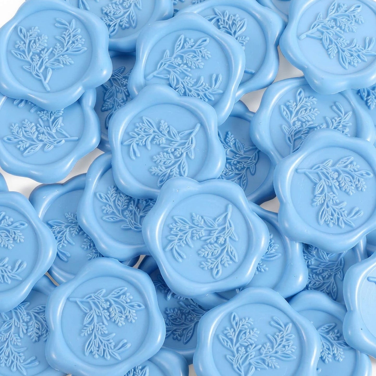 KFHENSOMR 30Pcs Wax Seal Stickers 1.18inch Self-Adhesive Eucalyptus Wedding Envelope Stamp Stickers for Party Christmas Scrapbooking Valentine's Day Invitation Gift Wrapping (Dusty Blue)