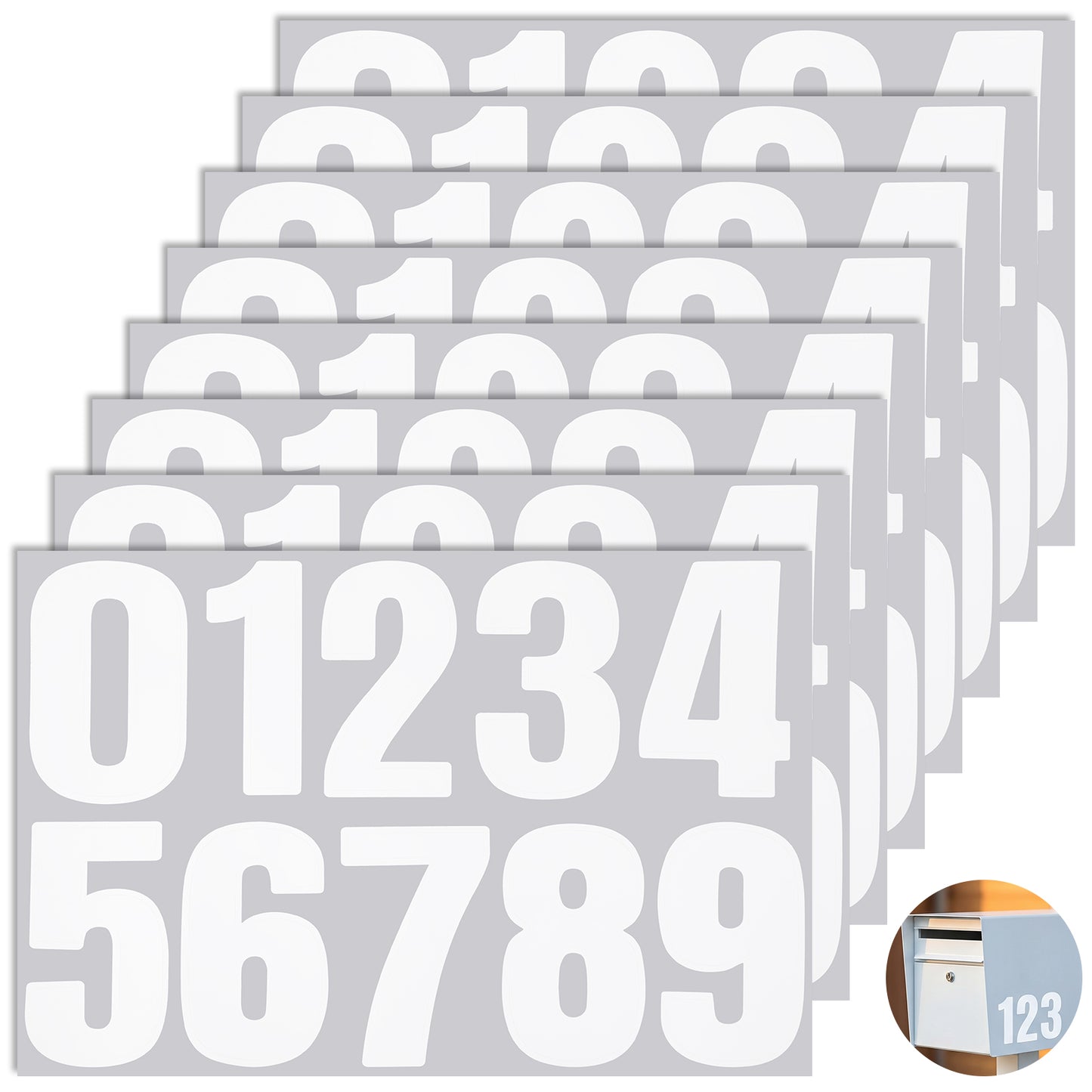 Gsbnjuy 8 Set Reflective Mailbox Numbers for Outside 3 Inch Vinyl Stickers