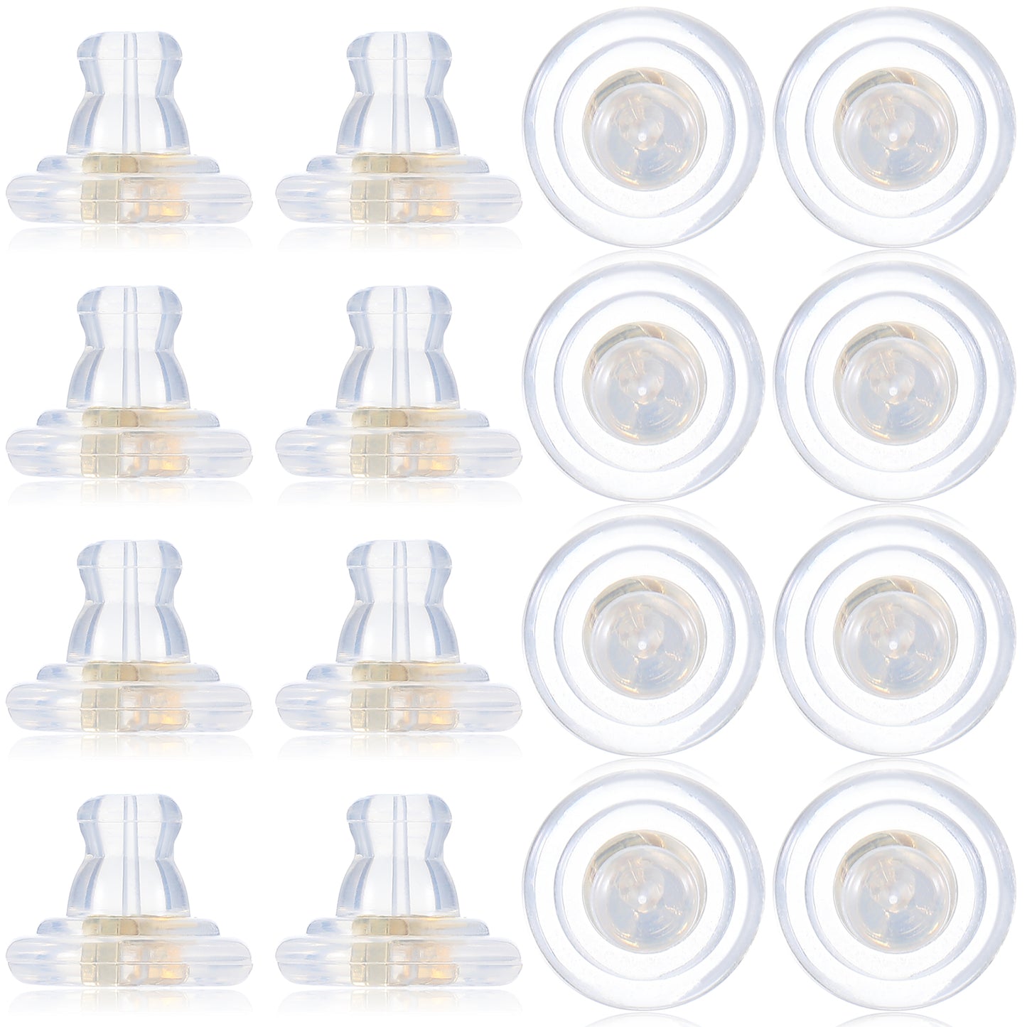 Sibba 16 Pcs Earring Backs 18K Gold Silicone Earring Backs Locking Secure Studs Replacements Soft Clear Earring Pins Backs Pads Jewelry Making Hoops for Sensitive Women Men Droopy Ears Findings