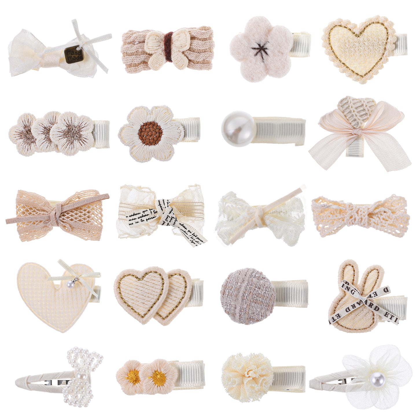 20 Pcs Toddler Bows Hair Clips Flower Rabbit Heart Shape Fully Covered Barrettes Cute Infant Hair Accessories Newborn Hairs Bows Clips for Babies Gifts