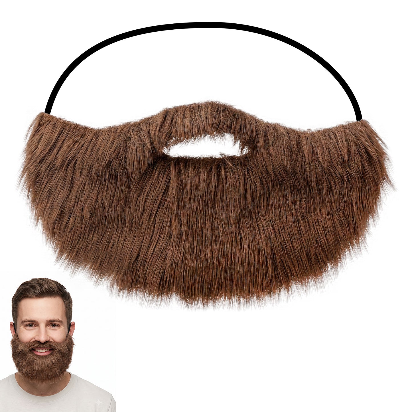 Sibba Brown Fake Mustache, Men's Fake Beard, Costume Facial Hair Moustache