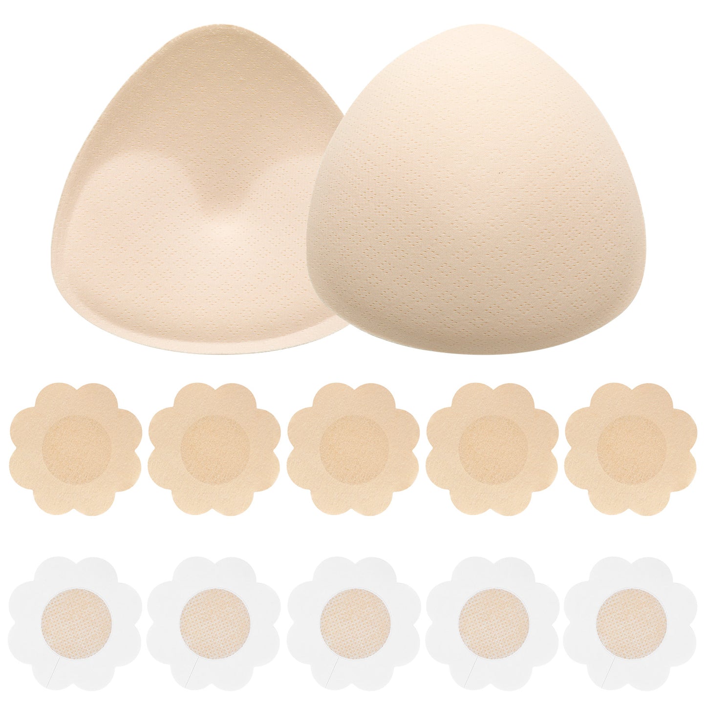 WLLHYF Bra Pad Inserts with 10 Pcs Nipple Covers for Women, Reusable Triangle Sports Bra Inserts Push Up Removable Bras Insert Enhancers for Women Sports Bras A/B/C/D Cup