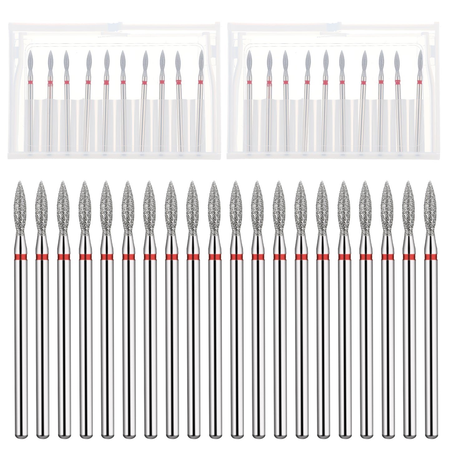Heclia 20x Flame Cuticle Clean Nail Drill Bit Set 3/32" Shank Size Diamond Manicure Drill Bits with Case Cuticle Remover Nail File Buffer Pedicure Shape Remove Polishing Tools for Acrylic Gel Nails B