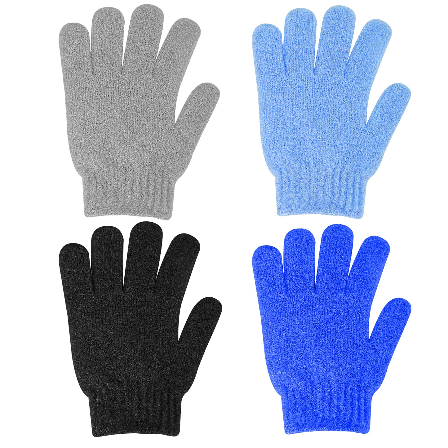 Sibba 4Pcs Exfoliating Gloves Bamboo Exfoliator Mitt Body Scrub Exfoliating Washcloths Scrubbing Glove for Shower, Spa, Massage and Dead Skin Cell Remover Loofah Style C
