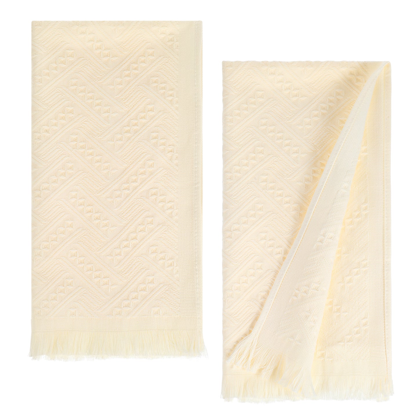 Sibba Hand Towels Bathroom 2 Pcs Cotton Turkish Absorbent Soft Face Towel Set Boho Decorative Hand Towel for Bath Kitchen Hotel Spa Farmhouse (Cream White, 14"x30")