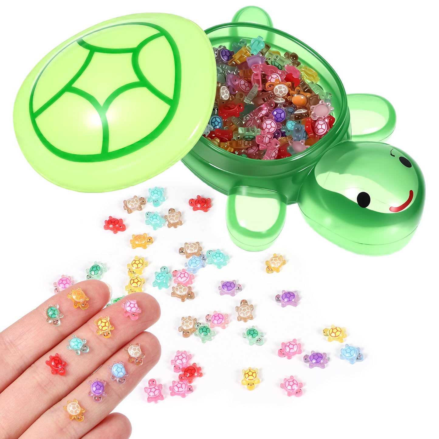 200 Pcs Mini Resin Turtle with 1 Pcs Jumbo Resin Turtles, Luminous Resins Animals Miniatures Tiny Turtles Glow in The Dark for Fairy Garden Dollhouse Terrarium Micro Landscaping Aquarium Ornament