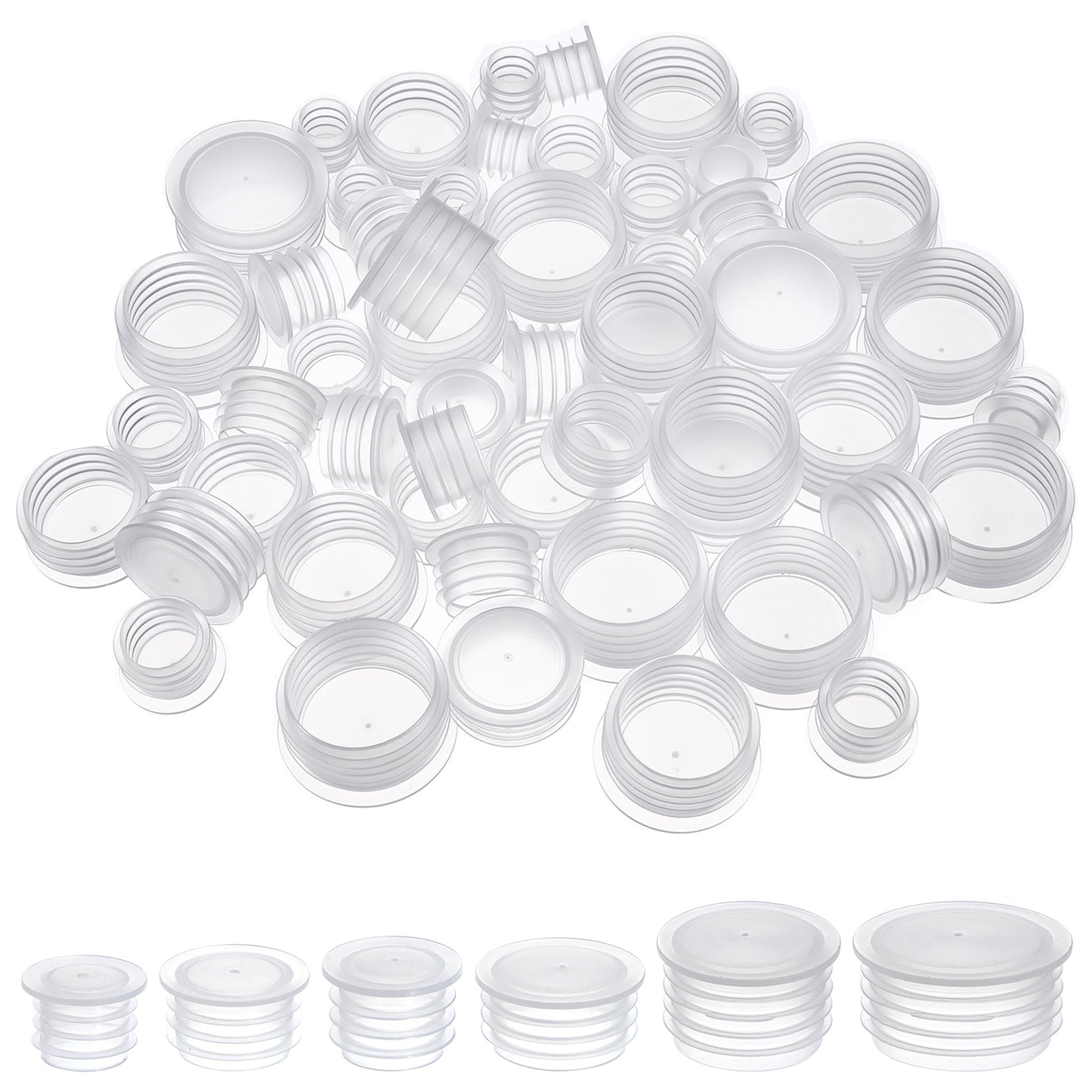 Sibba Peppers Stoppers Plugs Plastic Stopper 60PCS Replacement Plug Pepper Shaker Stoppers Reusable Round End Caps Clear Bottle Caps for Pepper Shakers Flower Pots 11//13/15/17/19/24mm