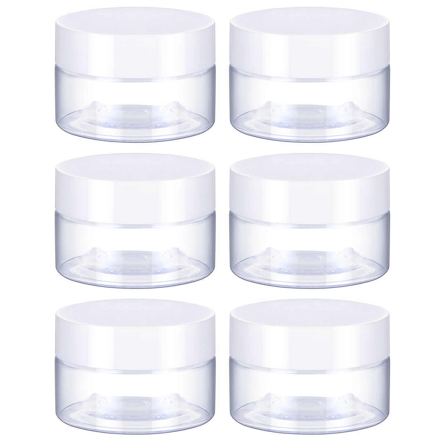 6pcs Round Clear Wide-mouth Leak Proof Plastic Container Jars with Lids Makeup Travel Jars Cosmetic Jars Slime Sample Jars for Storage Beauty Products Face Creams Oils Salves Ointments DIY Making