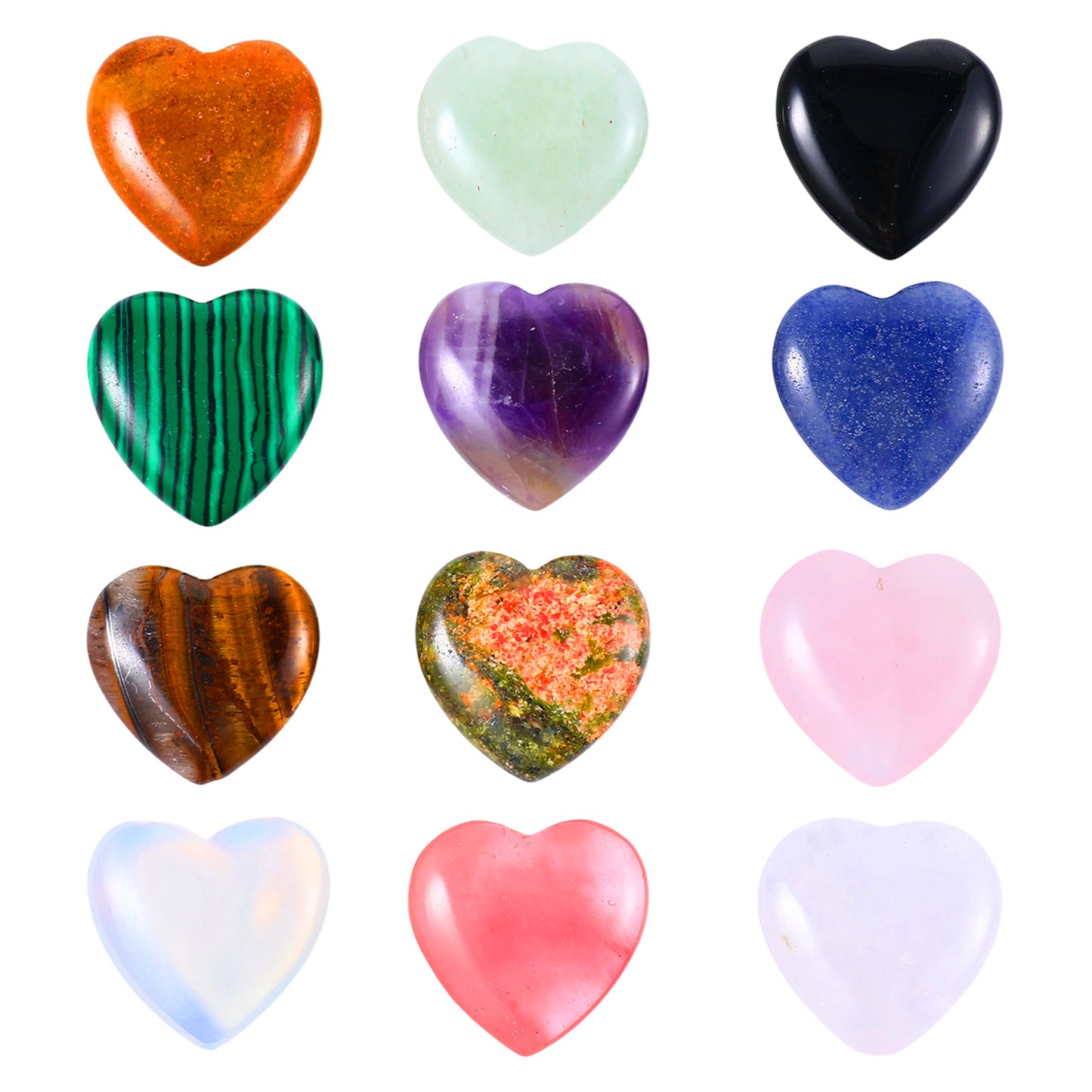 Qianyu 12pcs 0.8 Inches Hearts Healing Crystal Natural Mini Pocket Palm Thumb Love Gemstones Rose Quartz Polished Carved Spiritual Worry Stone for Meditation Body Chakra Reiki Energy Balancing