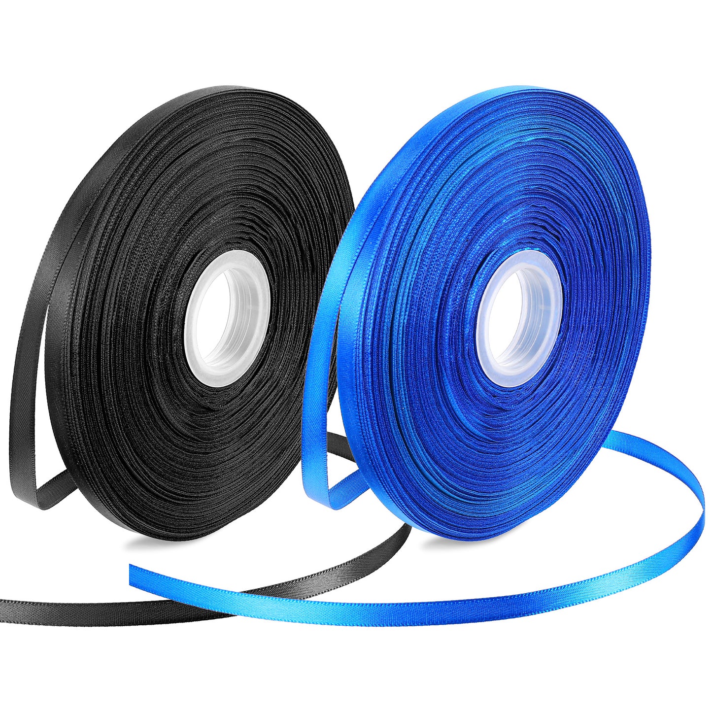 2 Rolls 3/8 Inches x 100 Yards Ribbon for Gift Wrapping Solid Fabric Ribbons Blue Silk Ribbon Christmas Wrapping Ribbons for Wedding Party Wreath Sewing DIY Hair Accessories Decoration Floral Ball