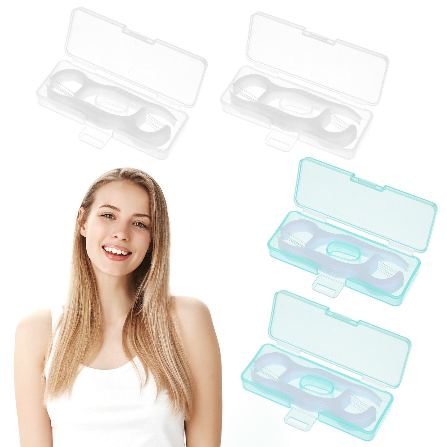 4 Pcs Dental Floss Picks Case Portable Travel Toothpick Professional No Shred Floss Stick Fine Small Floss Holder Organized for Adult Teeth Clean Oral Care Dating Dinners Hotels