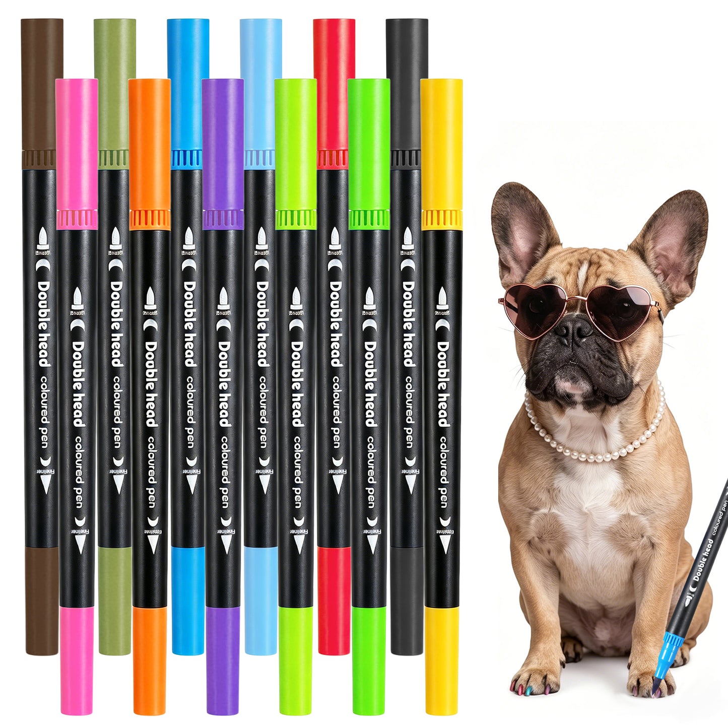 Hpmjz Dog Nail Polish Pens Quick Dry 12 Colors Pet Nail Polish Kit DIY Dogs Puppy Nails Pet Nails Polishes Set for Dogs Easy to Apply Ideal Gifts for Dog Cat Light Dark Long Lasting