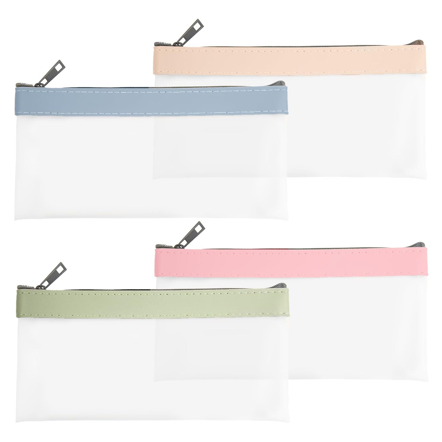 4 Pieces Money Bags With Zipper Clear Cash Envelopes 8.27× 4.13 inch Coin Purse Pouch Multi-Purpose Bank Deposit Check Wallet Reusable Waterproof Holder Travel Storage for Cosmetics Travel Storage