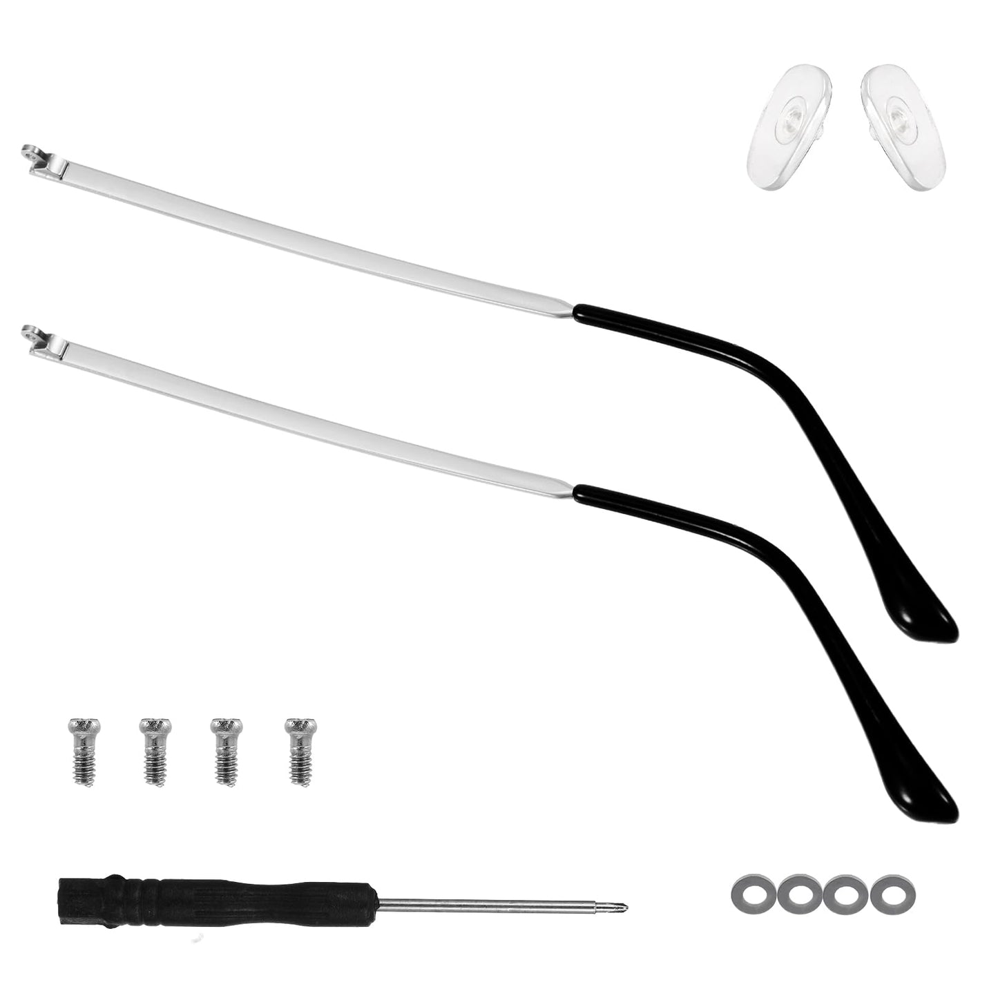 1 Pair Glasses Repair Kit with Screws Arm Replacement Sunglass Parts Arms Screw Glass Screwdriver Eyeglass Legs Temples Anti-Slip Protection Protects Glasses(Silver)