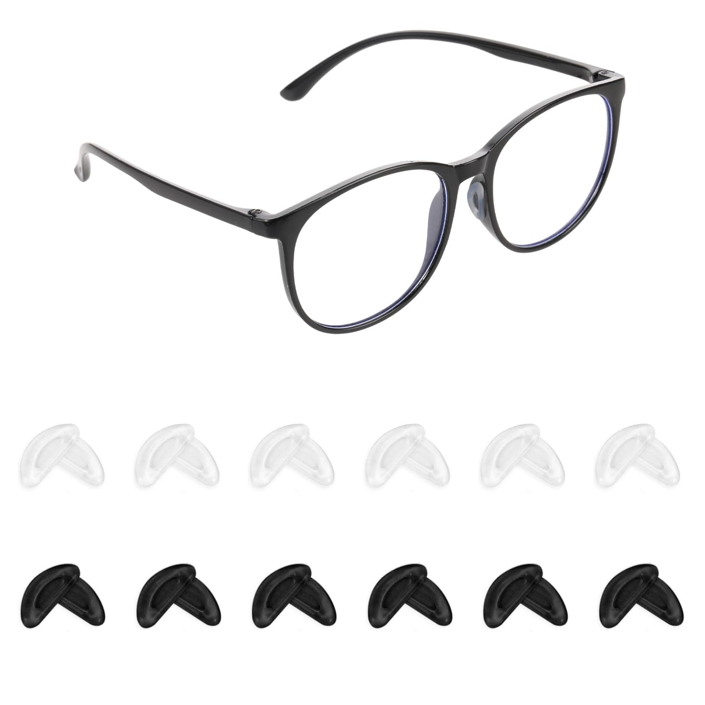 12 Pairs Eyeglass Nose Pads Thin Adhesive Anti-Slip Nose Pads Upgraded Soft Silicone Glasses Nose Grips Comfortable Sunglasses Nose Cushion Protector for Full Plastic Frames Replacement Kit