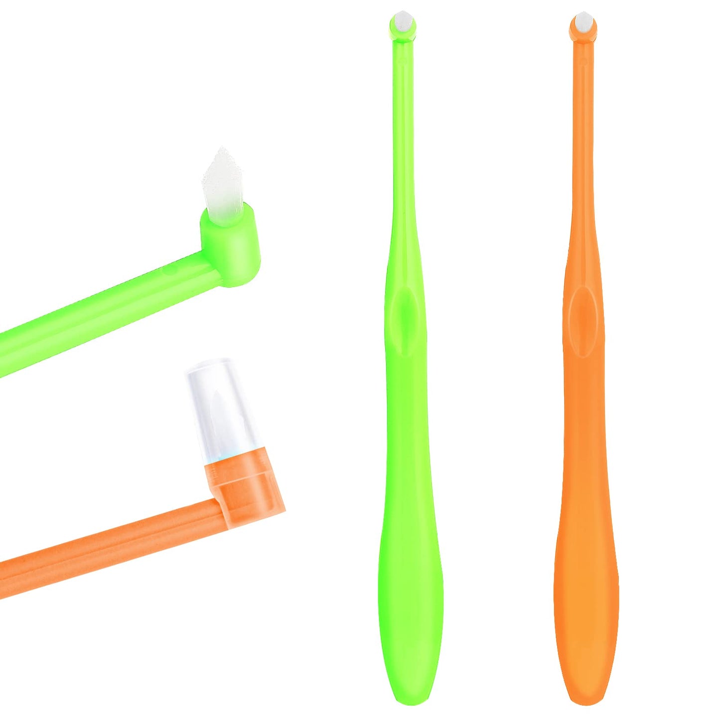 Sibba 2 Pack Tufted Brush Soft Single Tuft Brace Toothbrush Dental Orthodontic Brush End-Tuft Tapered Toothbrush Compact Interdental Interspace Brush for Detail Cleaning