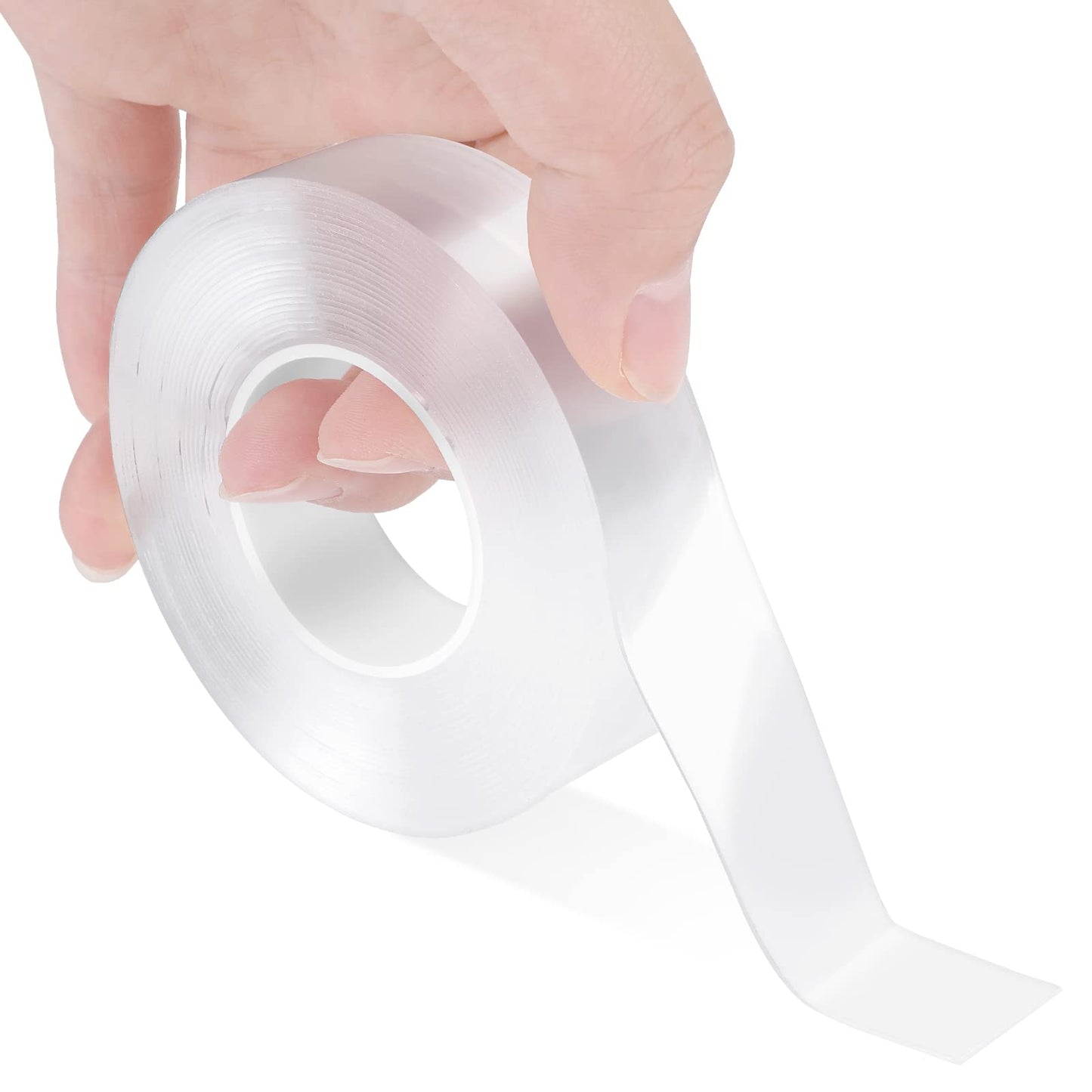 WLLHYF 1 Roll Double Sided Tape Multipurpose Transparent Nano Washable Gel Grip Tape Reusable Clear Removable Adhesive Tape for Wall, Fix Carpet Mats, Posters and Photo Frame (1)