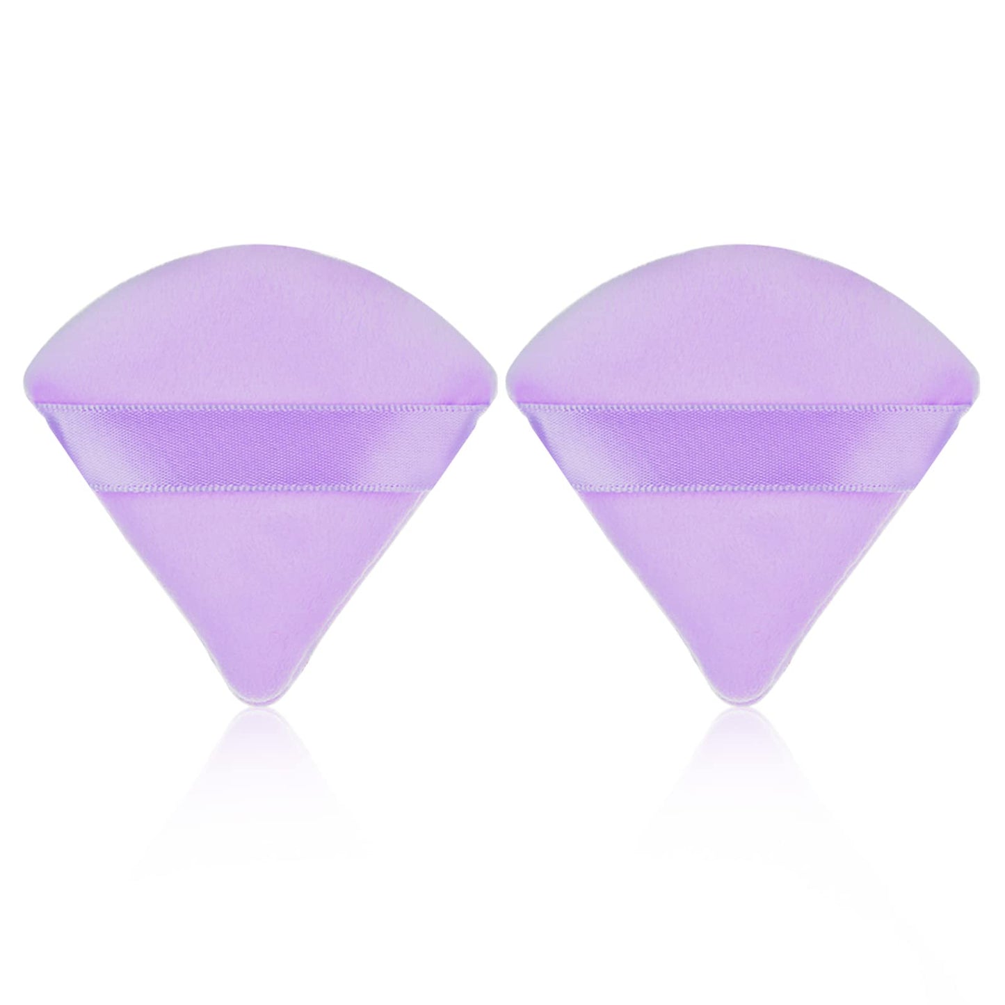 Sibba 2 Pieces Triangle Powder Puffs Face Cosmetic Powder Puff Washable Reusable Soft Plush Powder Sponge Makeup Foundation Sponge for Face Body Loose Powder Wet Dry Makeup Tool (Purple)