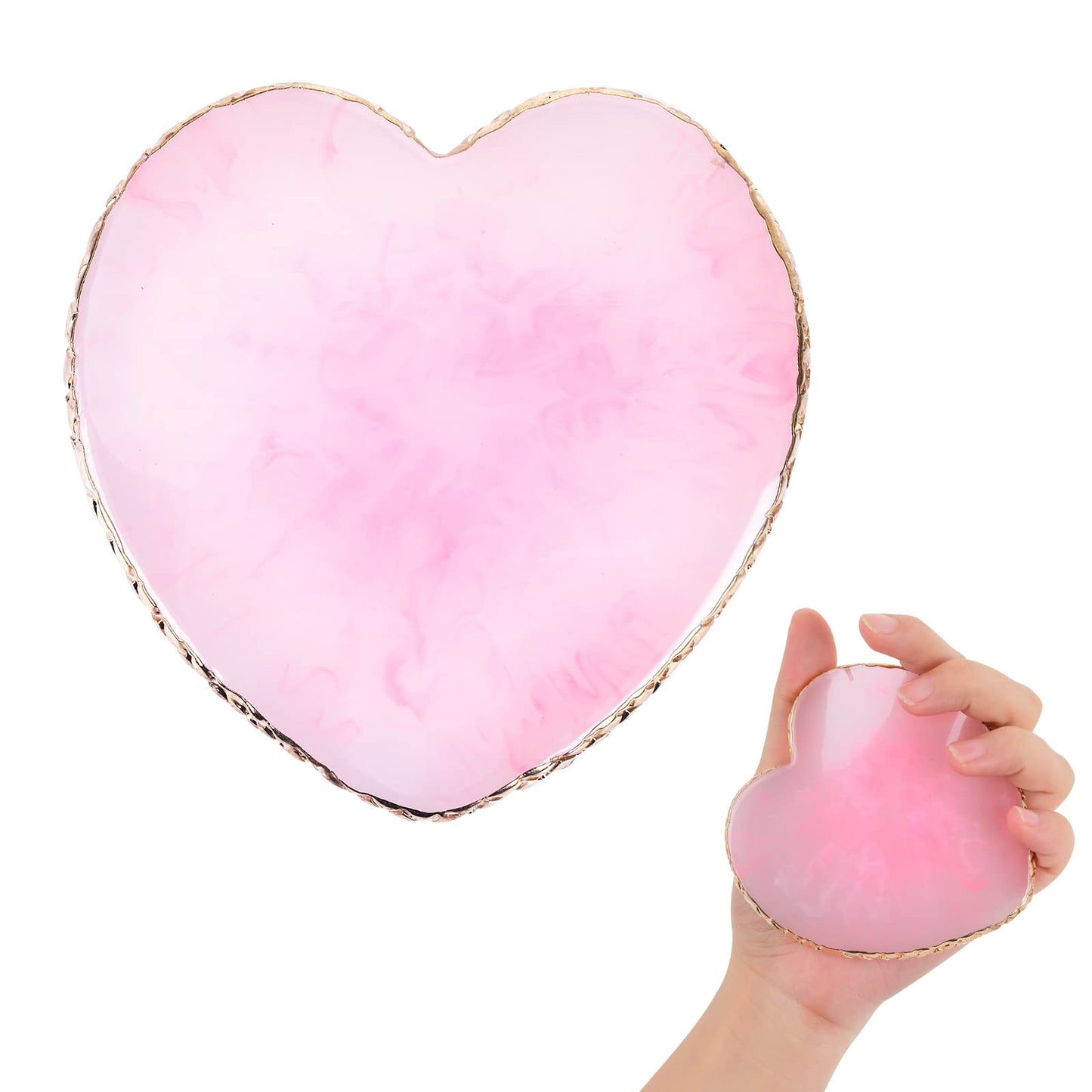 Sibba Resin Heart Nail Palette, Pink, Ideal for Cosmetic Mixing Tools, Portable & Practical