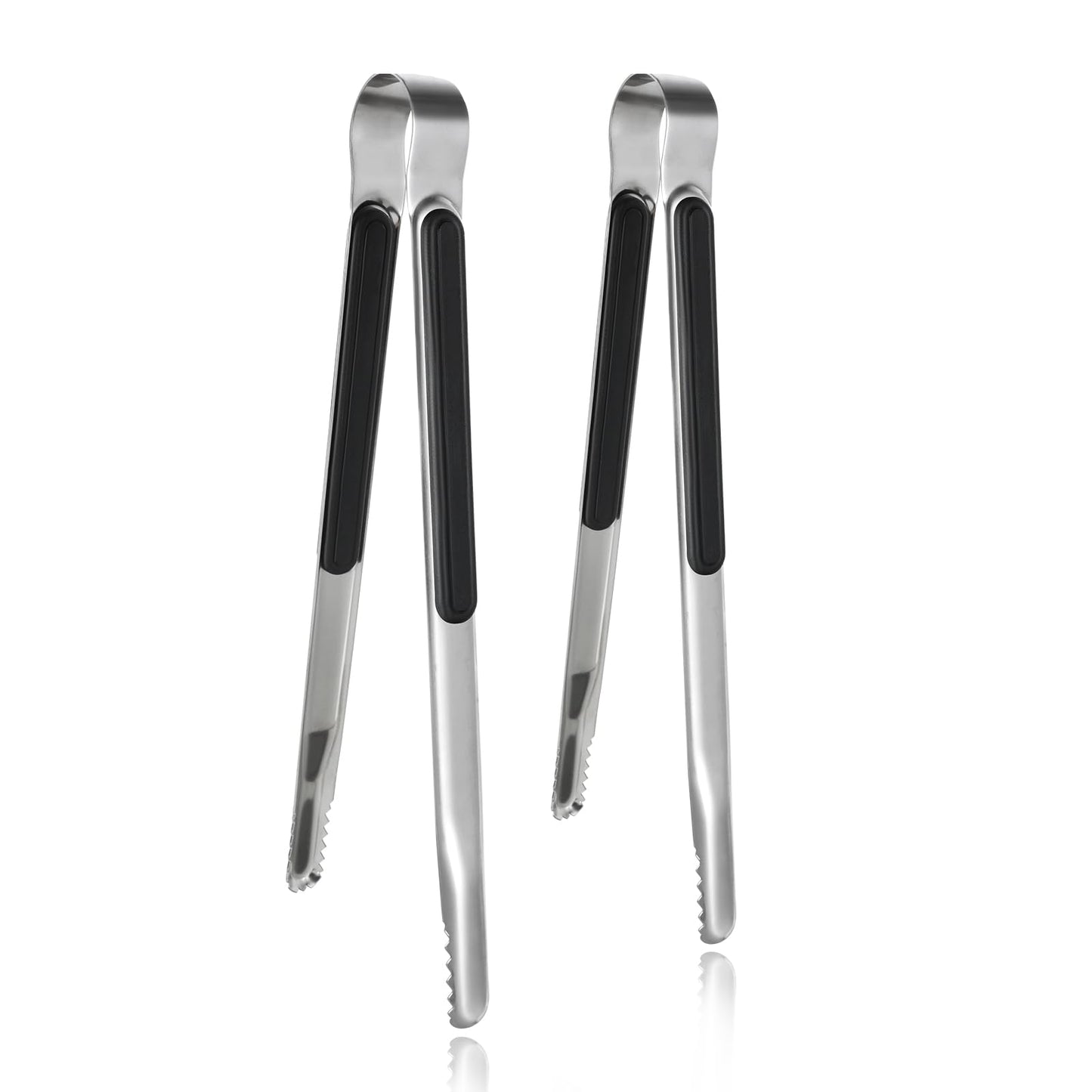 Dimeho 2Pack Stainless Steel Kitchen Tongs, Metal Food Tongs with Non-Slip Grip BBQ Tongs Kitchen Cooking Tongs Suitable for Kitchen, Barbecue, Buffet 8 inch and 10 inch