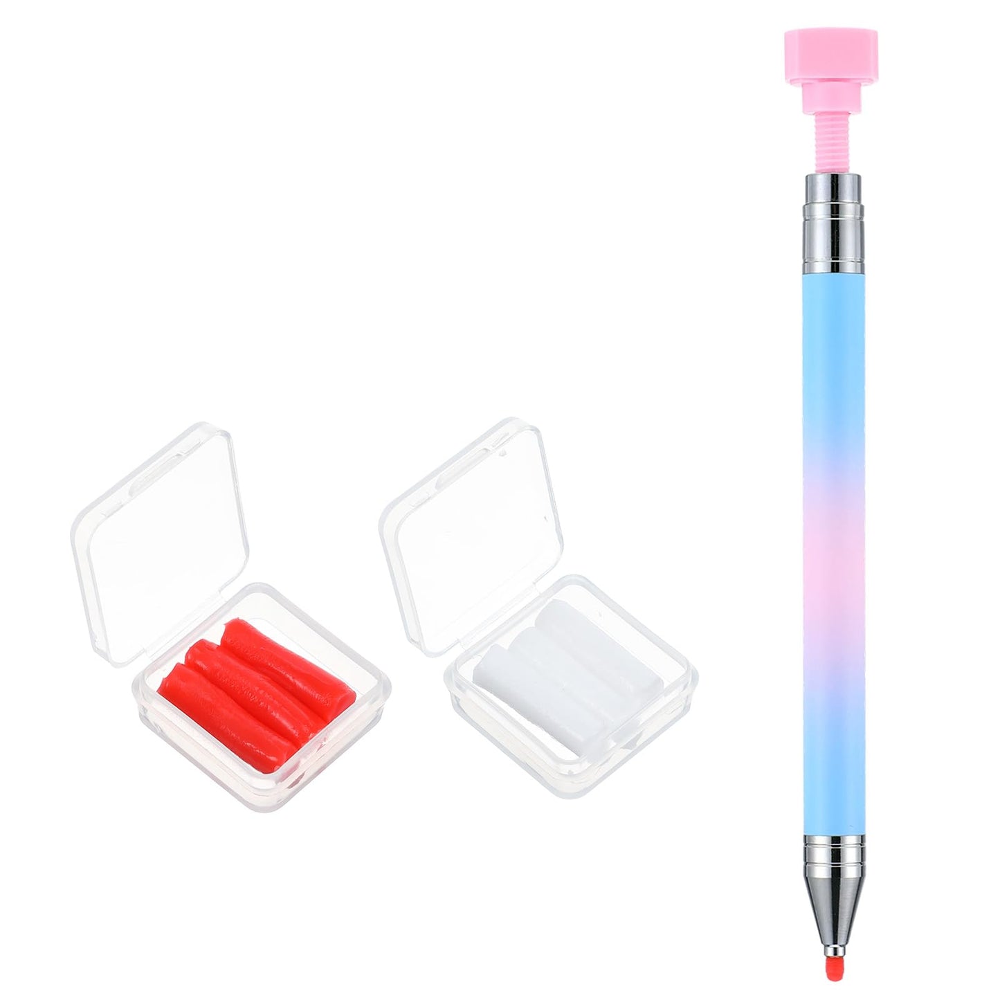 Sibba Rhinestone Picker Tool, Rhinestone Picker Wax Pen Automatic Refillable Wax Pen DIY Nail Art Dotting Pens with 6 Additional Waxs Refills, Rhinestones Pickup Tool for Nail Diamond Paint Art