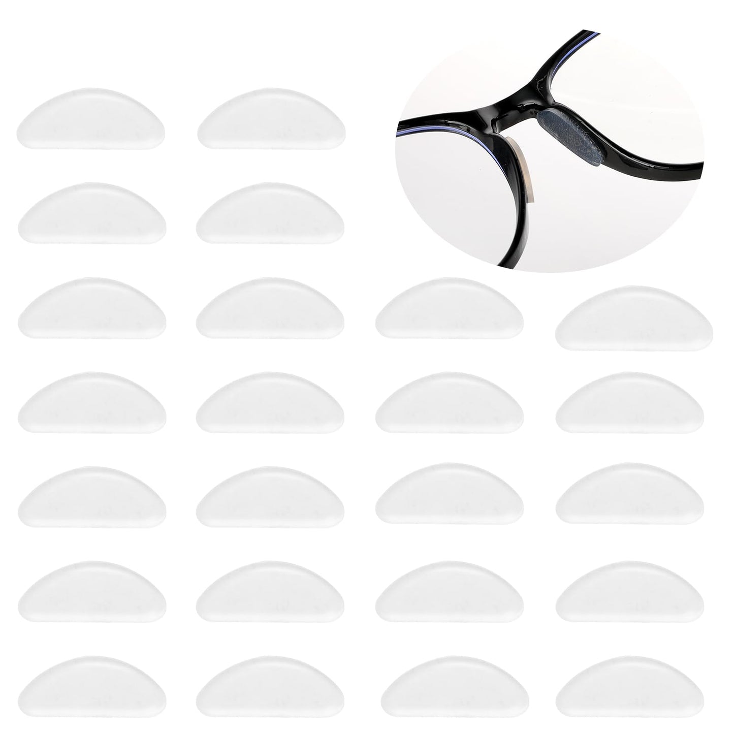 12 Pairs Eyeglasses Nose Pads Silicone Adhesive Glasses Nose Pad Soft Comfortable Anti-Slip Nose Cushion Nose Piece Replacement Kit for Sunglasses Reading Glasses Full Plastic Frames