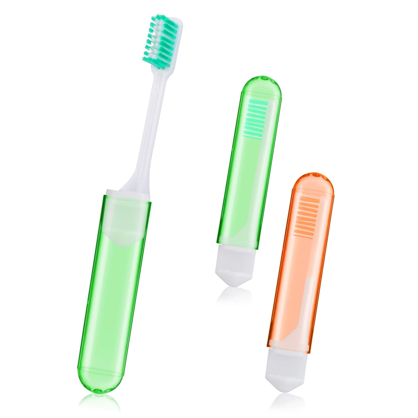 Sibba Travel Toothbrushes Cover Case Holders Kit Soft Bristles Tooth Brushes Mini Size Portable Small Folding Pack Supplies Tiny Set Compact Wrapped in Pocket Camping Traveling for Child Adult