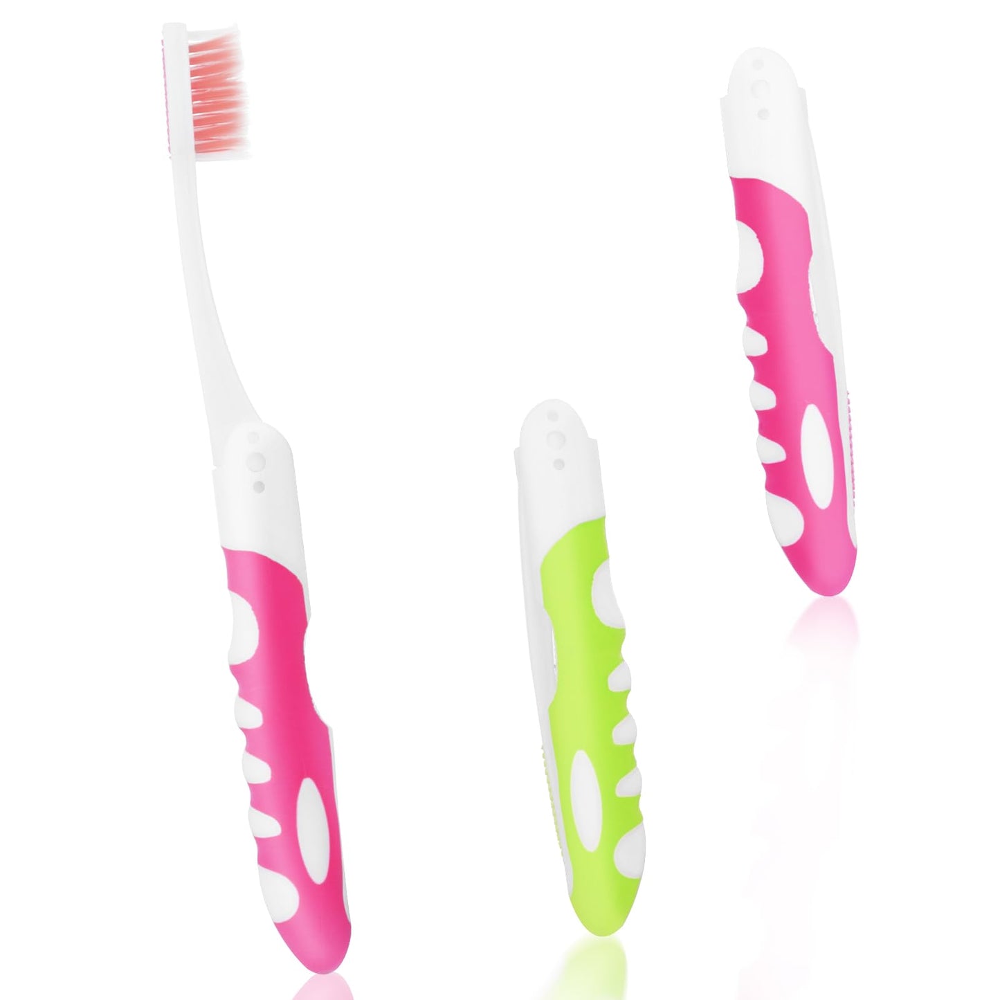 Sibba Travel Toothbrush, 2 Pack Folding Toothbrushes, Portable Soft Bristles Toothbrush with Box for Travel Camping Hiking School Home(Pink&Green)