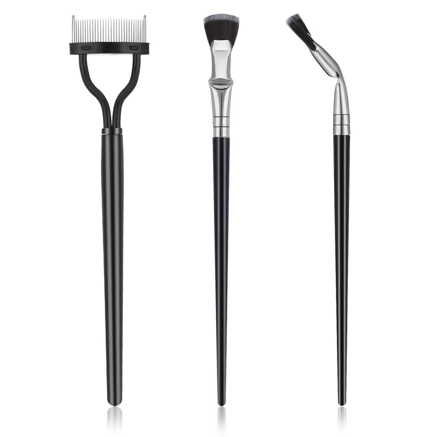 3PCS Mascara Fan Brush Eyelash Comb Eyebrow Brush Set Folding Angle Scalloped Lash Brushes Eyelash Separator Makeup Cosmetic Tools for Upper Lower Eye Lash Natural Lifted
