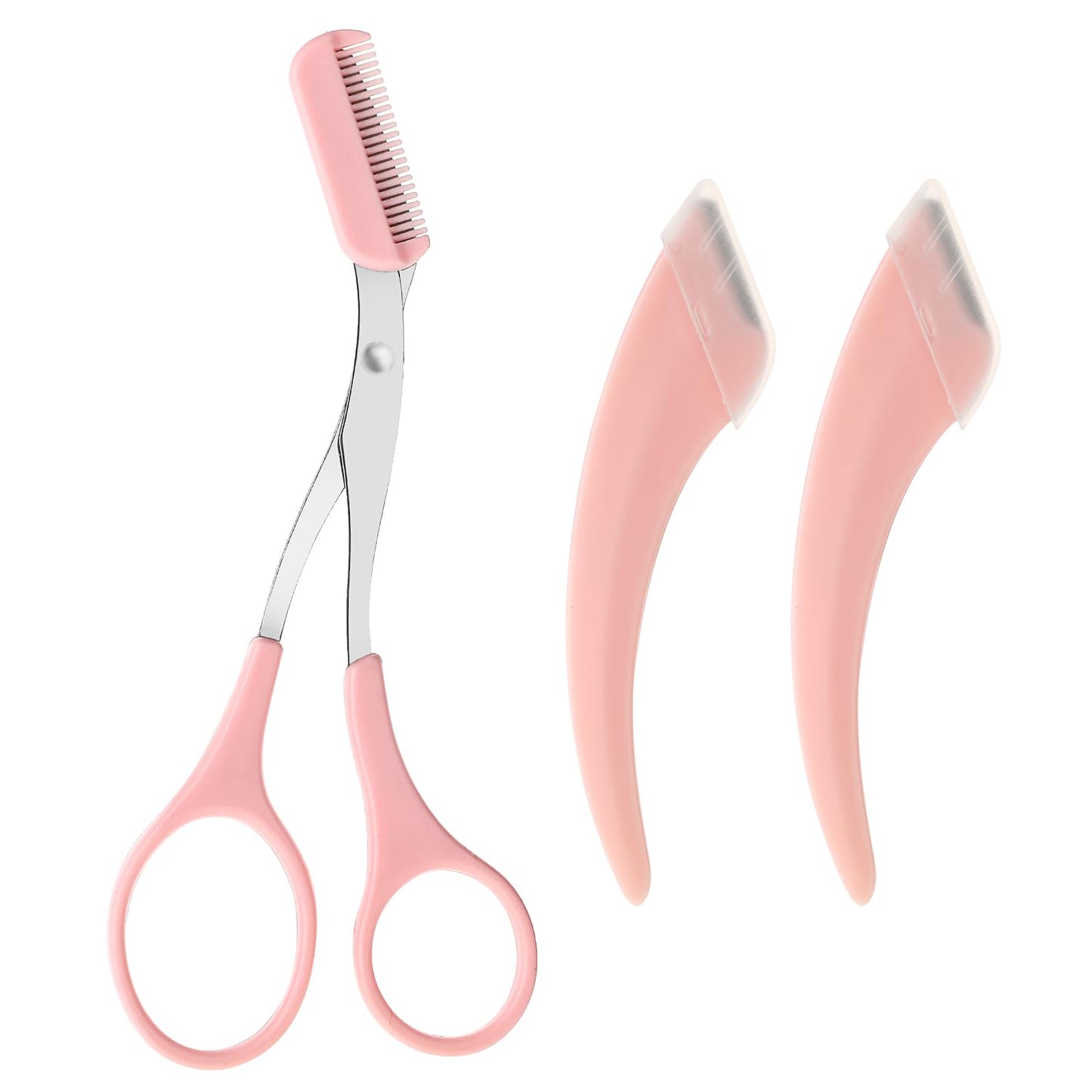 3Pcs Eyebrow Scissors with Comb Professional Precision Eyebrow Trimmer Set with Eyebrow Razor Non Slip Finger Grips Eyebrow Trimming Scissors Beauty Accessories for Men Women