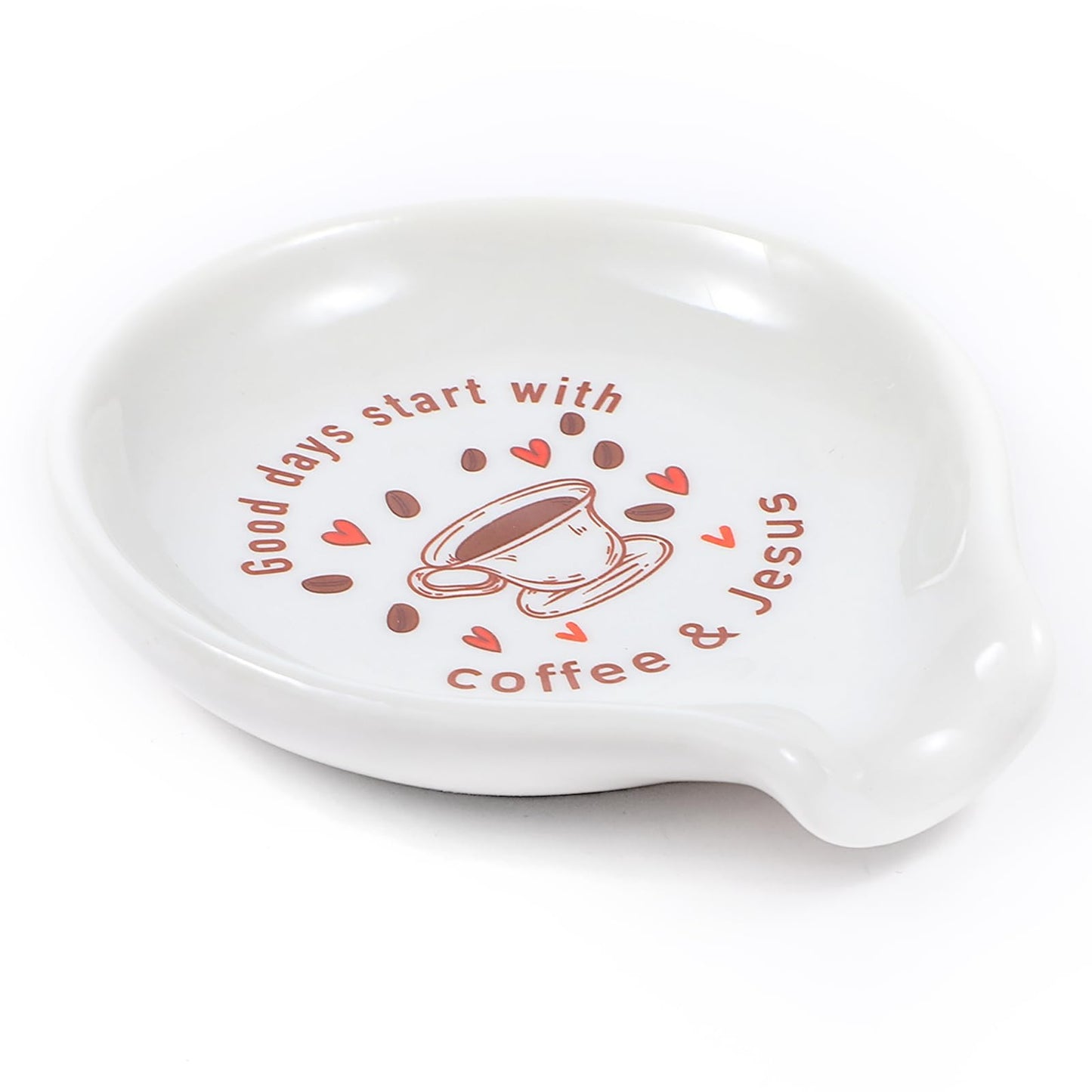 Wanmu Coffee Spoon Holder, Funny Ceramic Rests with Coffee Quote, Coffee Station Decor Coffee Bar Accessories, Mini Spoon Holder for Stove Top Countertop Small Teaspoon Rest, Porcelain Spoon