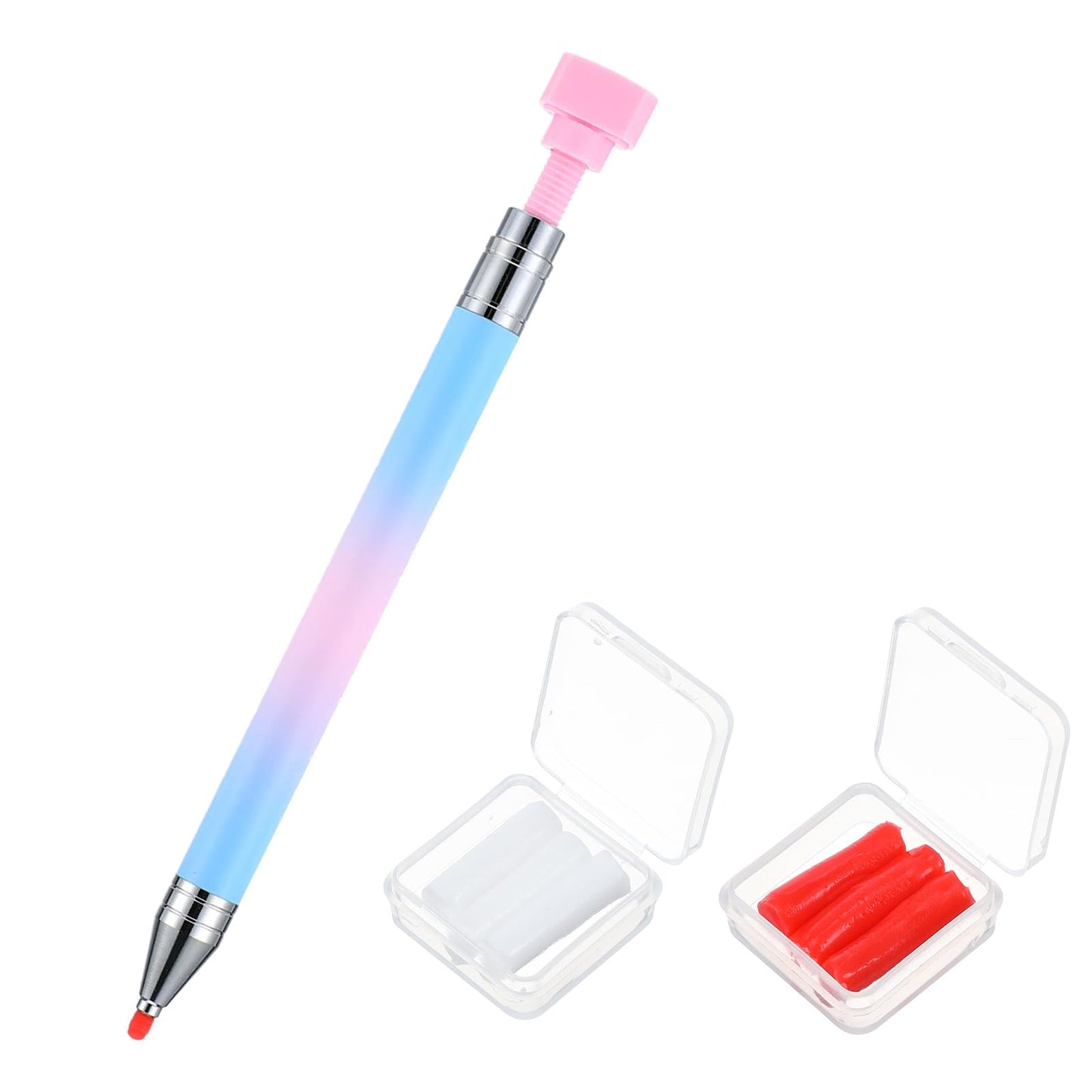 KFHENSOMR Rhinestone Picker Wax Pen Refillable Diamond Art Painting Pen Rhinestones Applicator with 6 Additional Wax Refills Diamond Picker Tools for Nail Design and Gem Art Painting