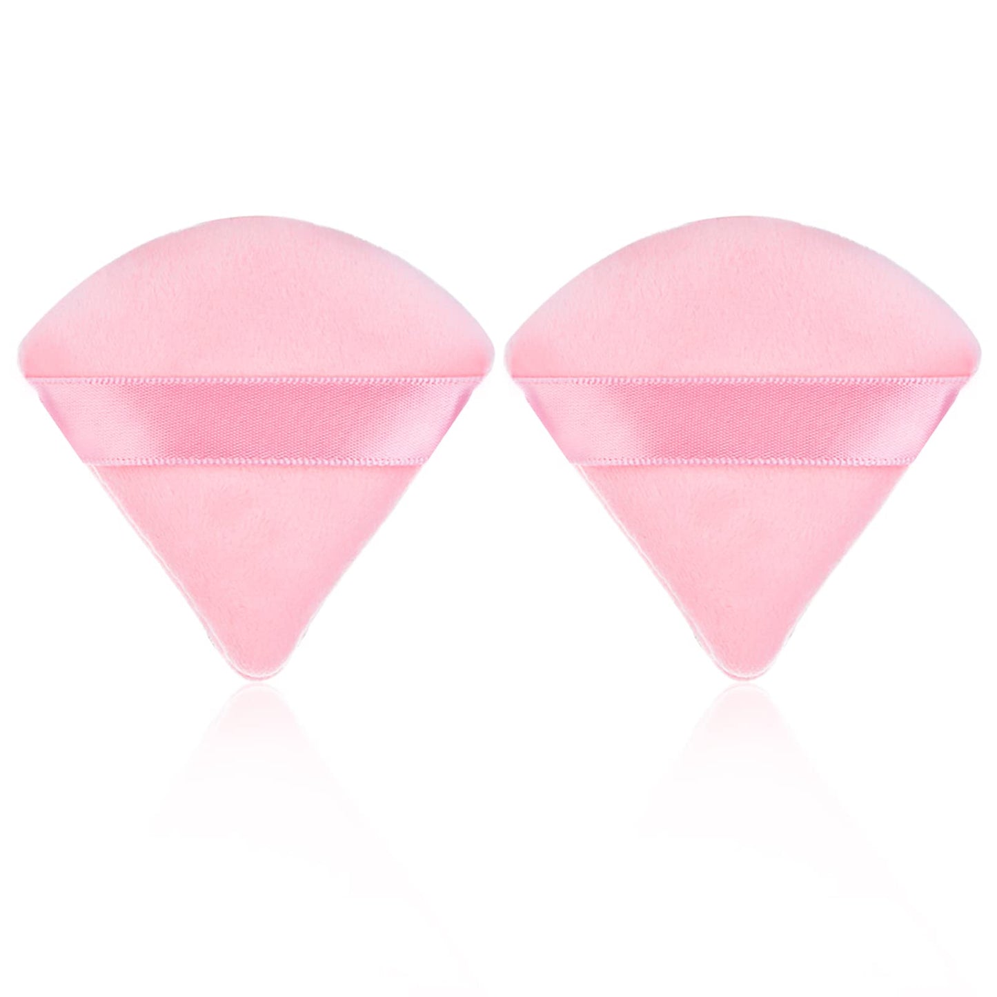 Sibba 2 Pieces Triangle Powder Puffs Face Cosmetic Powder Puff Washable Reusable Soft Plush Powder Sponge Makeup Foundation Sponge for Face Body Loose Powder Wet Dry Makeup Tool