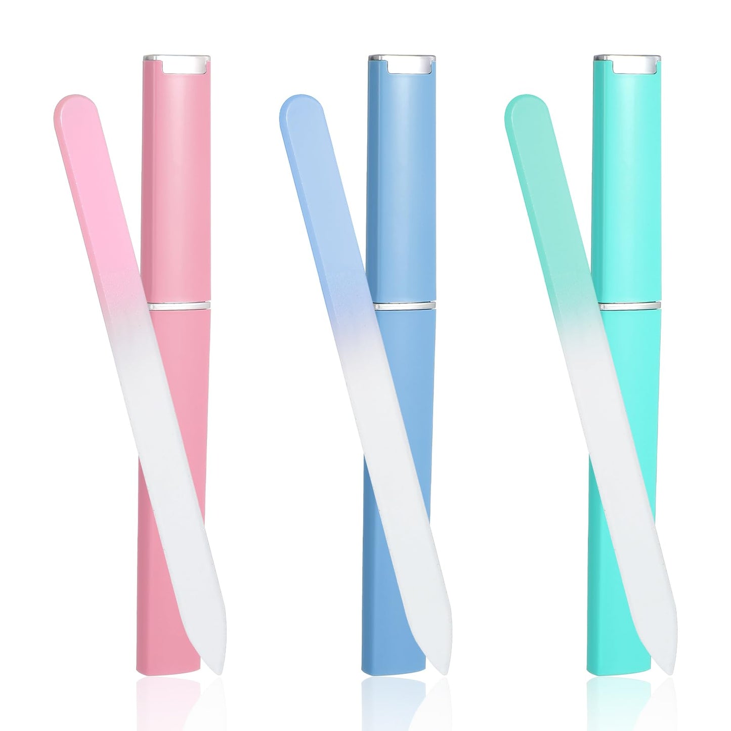 Wanmu Pack of 3 Professional Nail Files, Glass Nail Files, Fingernail File with Case, Double-Sided Crystal Surface, Nail Files, Professional Manicure Tool for Women