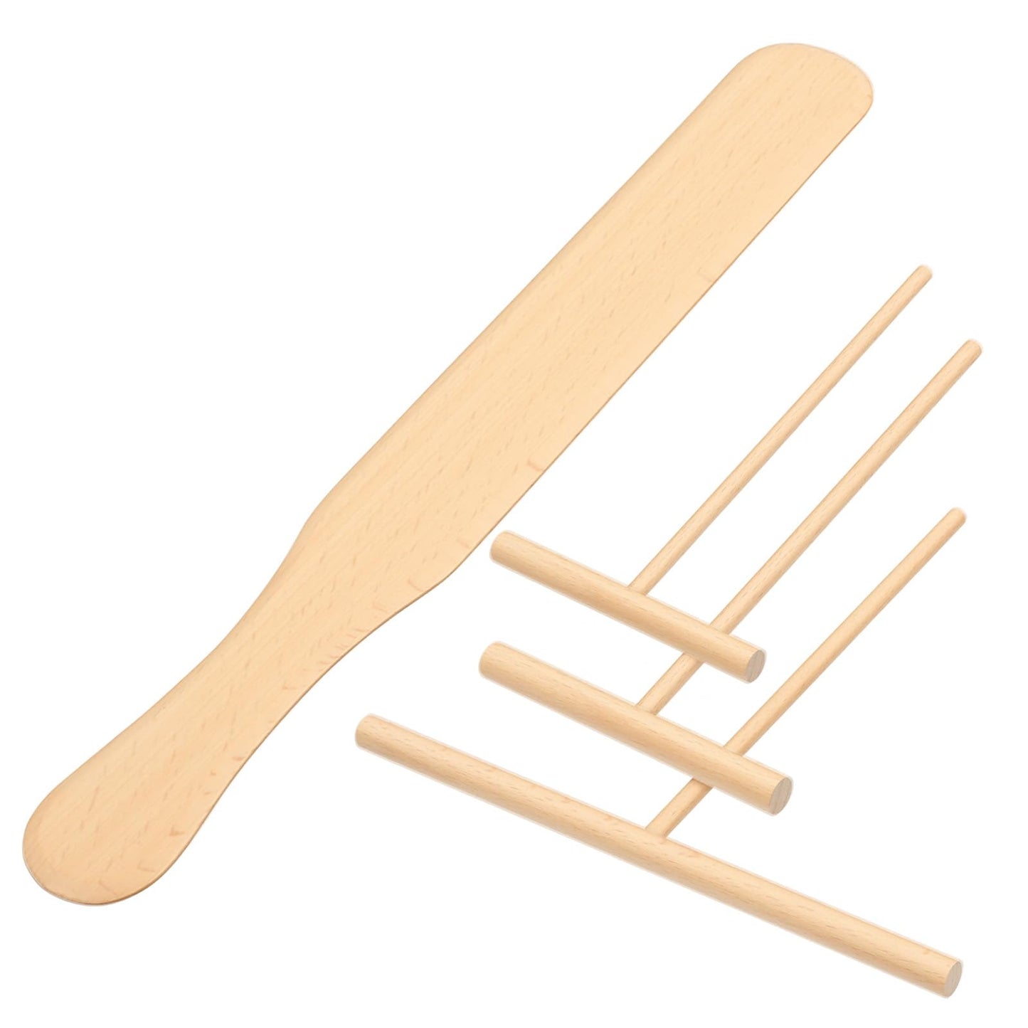 Qianyu Set of 4 Crepes Distributors and Spatulas, Turner T-Shape Dough Distributor 9/12/18 cm and Dough Turner 30 cm, Pancake Turner for Pancakes, Pancakes, Pushers, Baking Tools, Accessories