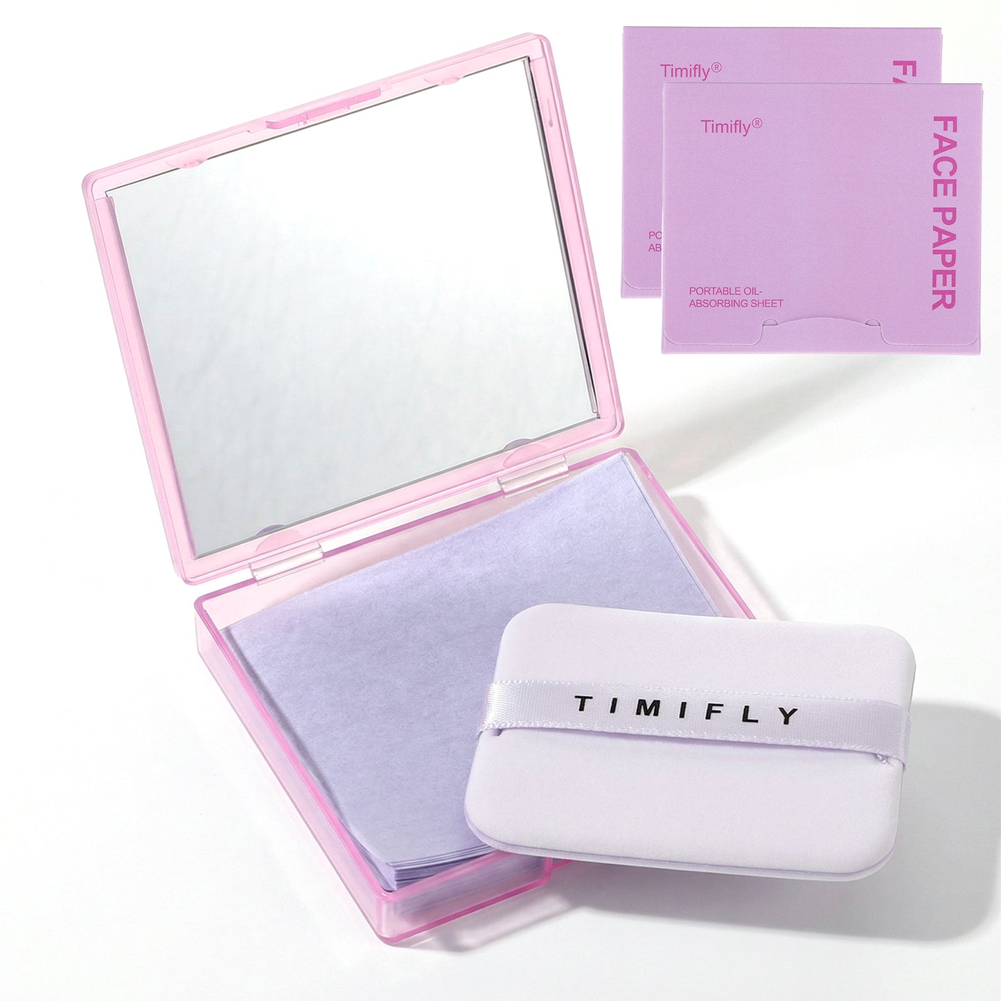 Qianyu 300 Sheets Oil Blotting Paper for Face with Mirror Puff & Refills, Controls Shine Film Absorbs Excess Oil for Oily Skin Travel Size Summer On-The-Go Essential for Flawless Matte Finish Makeup