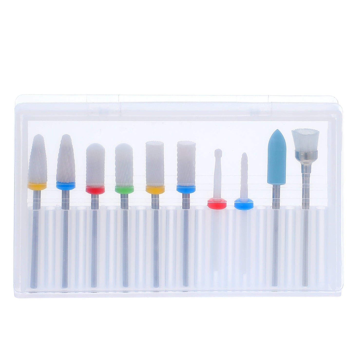 Wanmu 10Pcs Ceramic Nail Drill Bits, 3/32 Professional Acrylic Nail File Drill Bit Set, Pedicure Nails File Cuticle, Remover Crystal Nails Extension for Manicure Pedicure Salon Professional