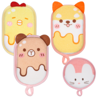 4 Pack Baby Bath Loofah Sponge Soft Bathing Sponge Absorbent Exfoliating Body Scrubber Sponges Cute Loofa Sponges Cartoon Pattern Shower Baby Sponge for Shower Washing Bathing Time Most Skin Type