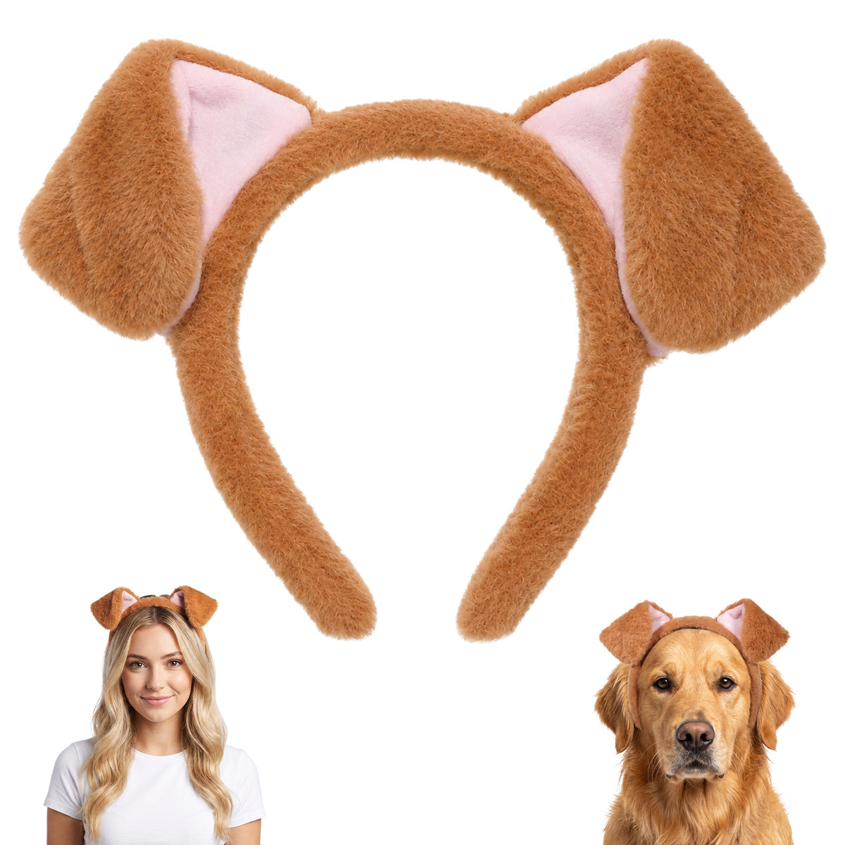 WLLHYF Dog Ears Headband in Golden