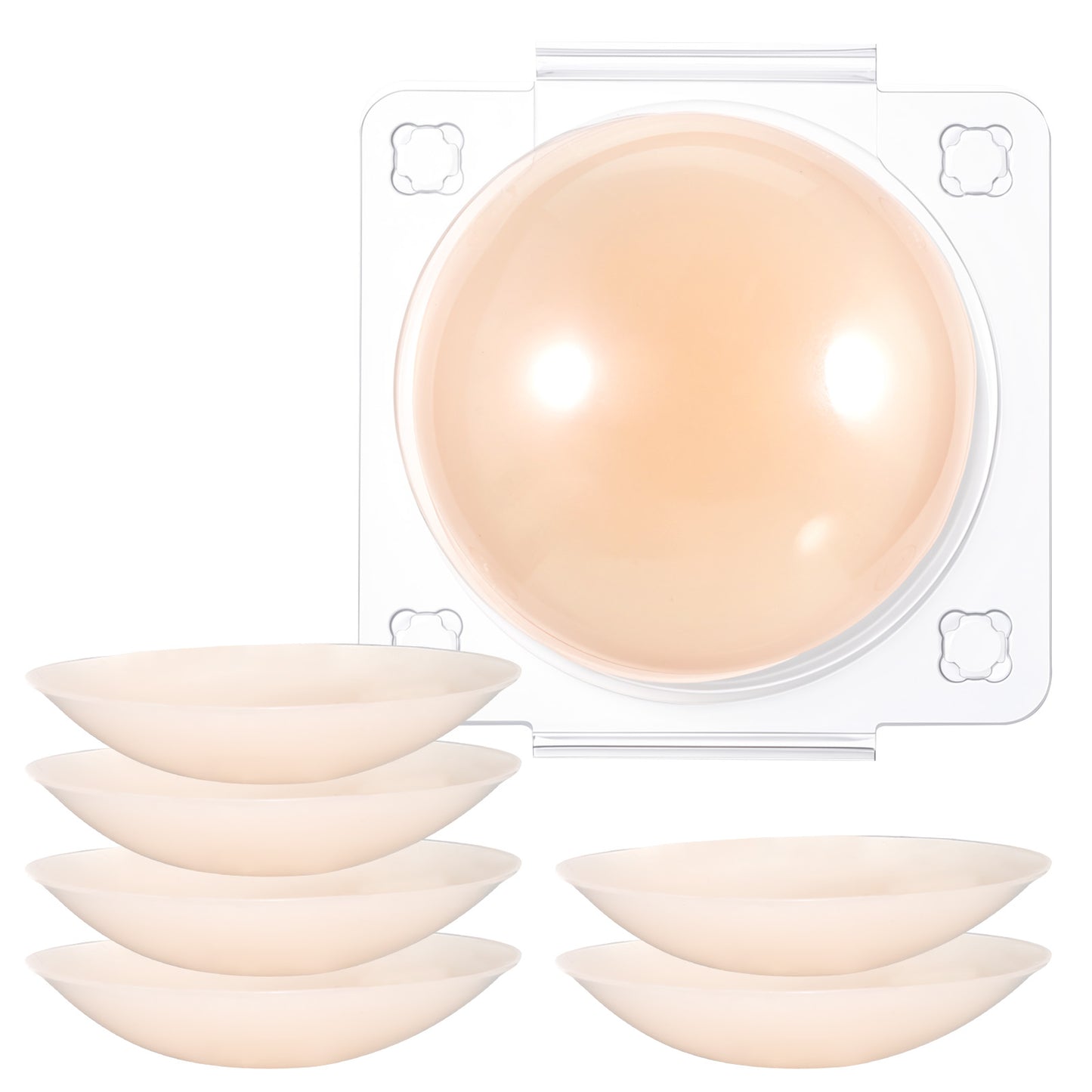 Gsbnjuy 3Pairs Silicone Nipple Covers for Women with Storage Board, Round Reusable Sticky Nipple Pasties Ultra-Thin, Invisible Washable with Travel Box Nude