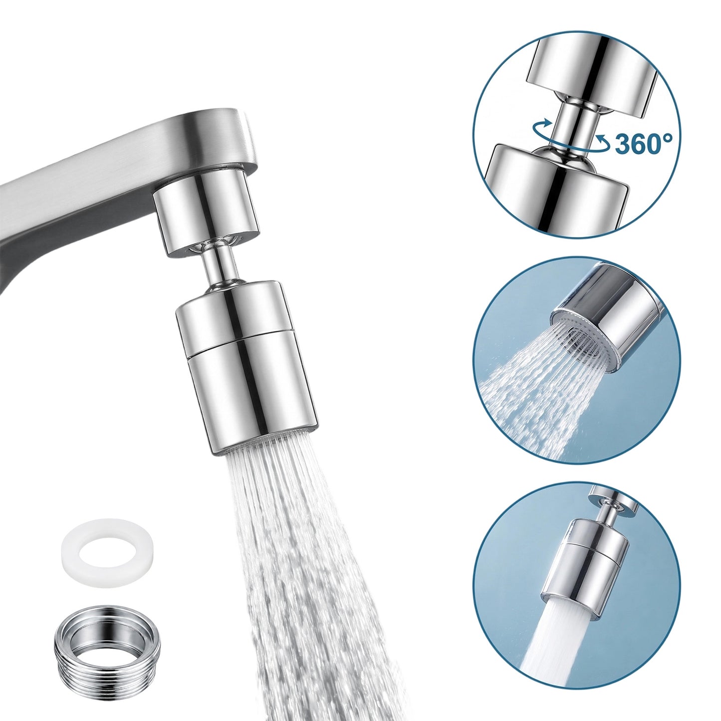 FNANJWQ 360° Swivel Faucet Aerator Kitchen Sink Faucet 2-Flow Sprayer Head