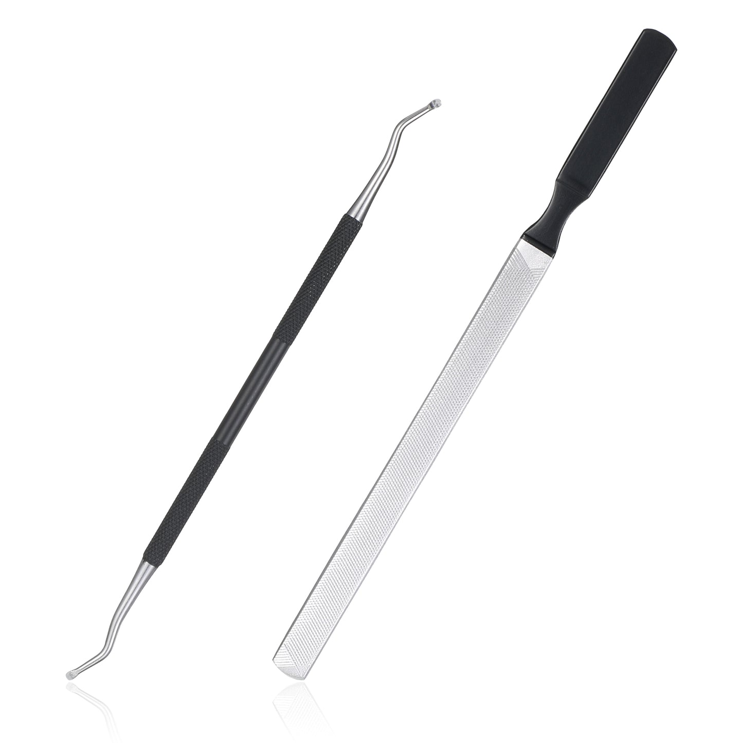 2Pcs Toenail File for Thick Nails Long Metal Nail File Ingrown Relief Heavy Duty Metal Emery Board with Dual-Ended Toenail Lifter Seniors, Coarse Grit & Durable Stainless Steel Design