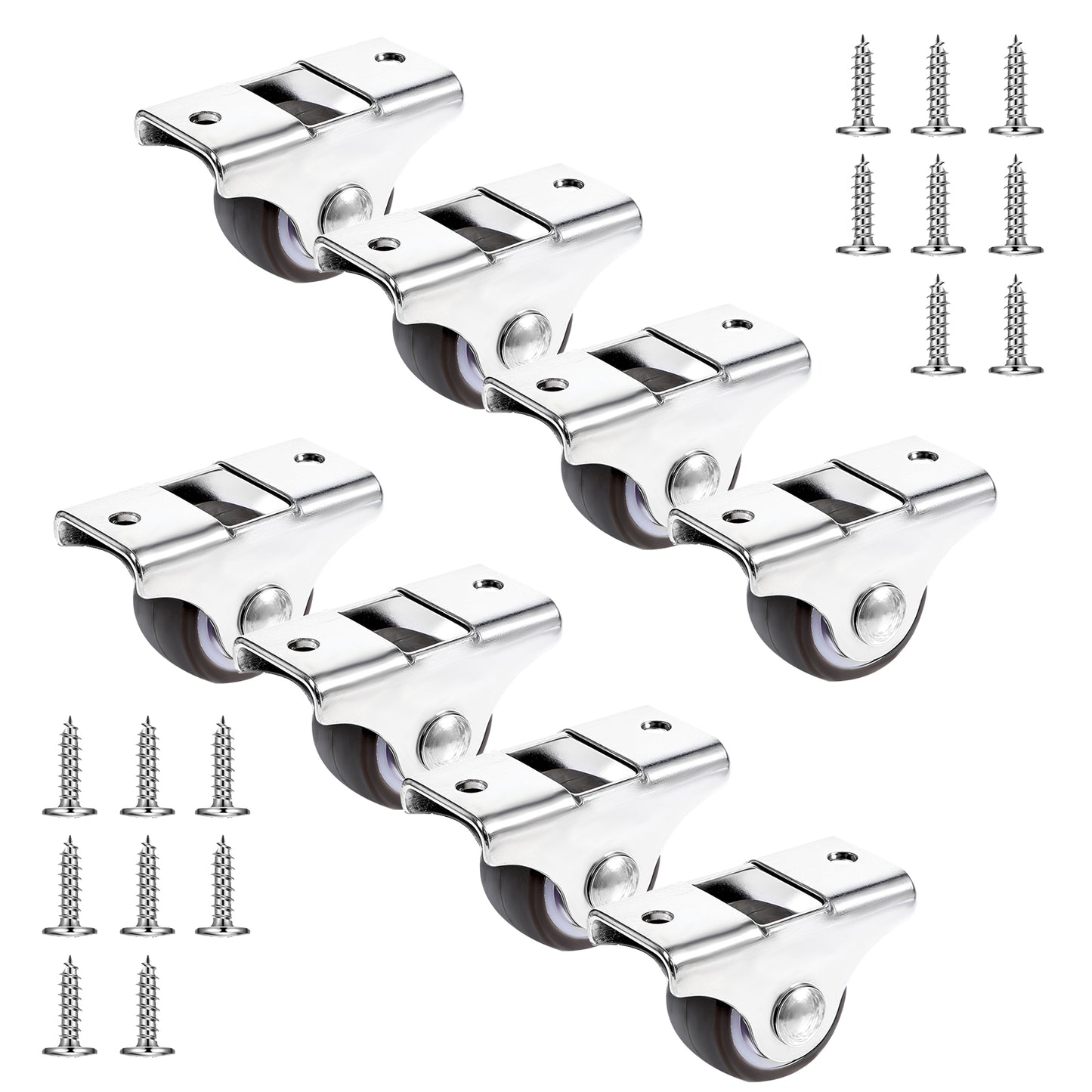 Dimeho 8 Pcs Little Rubber Rolling Wheels Low Profile Swivel Casters Mini Caster Wheels 1Inch Self Adhesive Single Direction Tiny Wheels Metal Fixed Plate for Small Appliances Furniture DIY Project