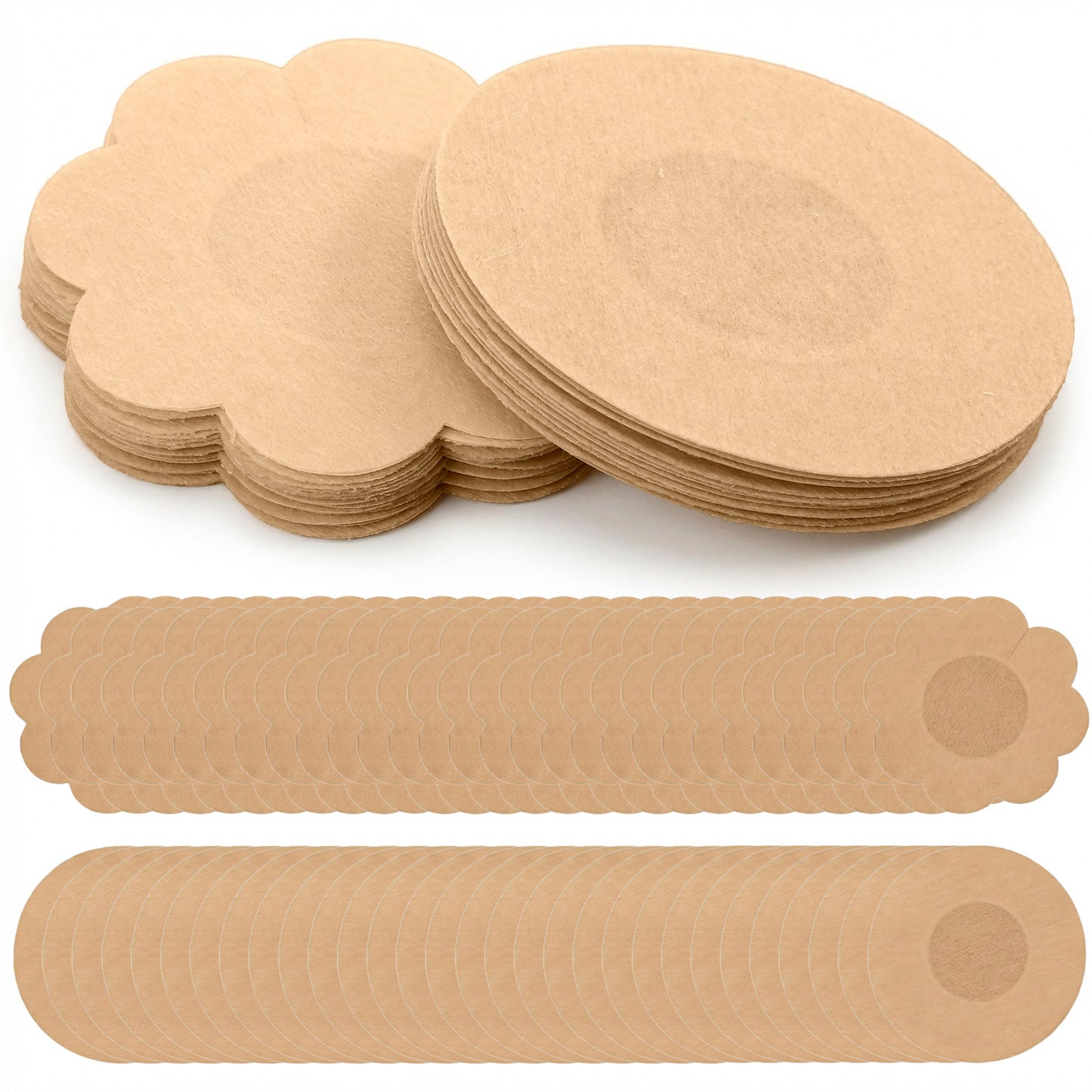 Gsbnjuy 120 Pcs Pasties Nipple Covers for Women Disposable Nipple Petals No-Show Satin Nipples Stickers Nipples Tape Adhesive Petals Breast Pasties Beige